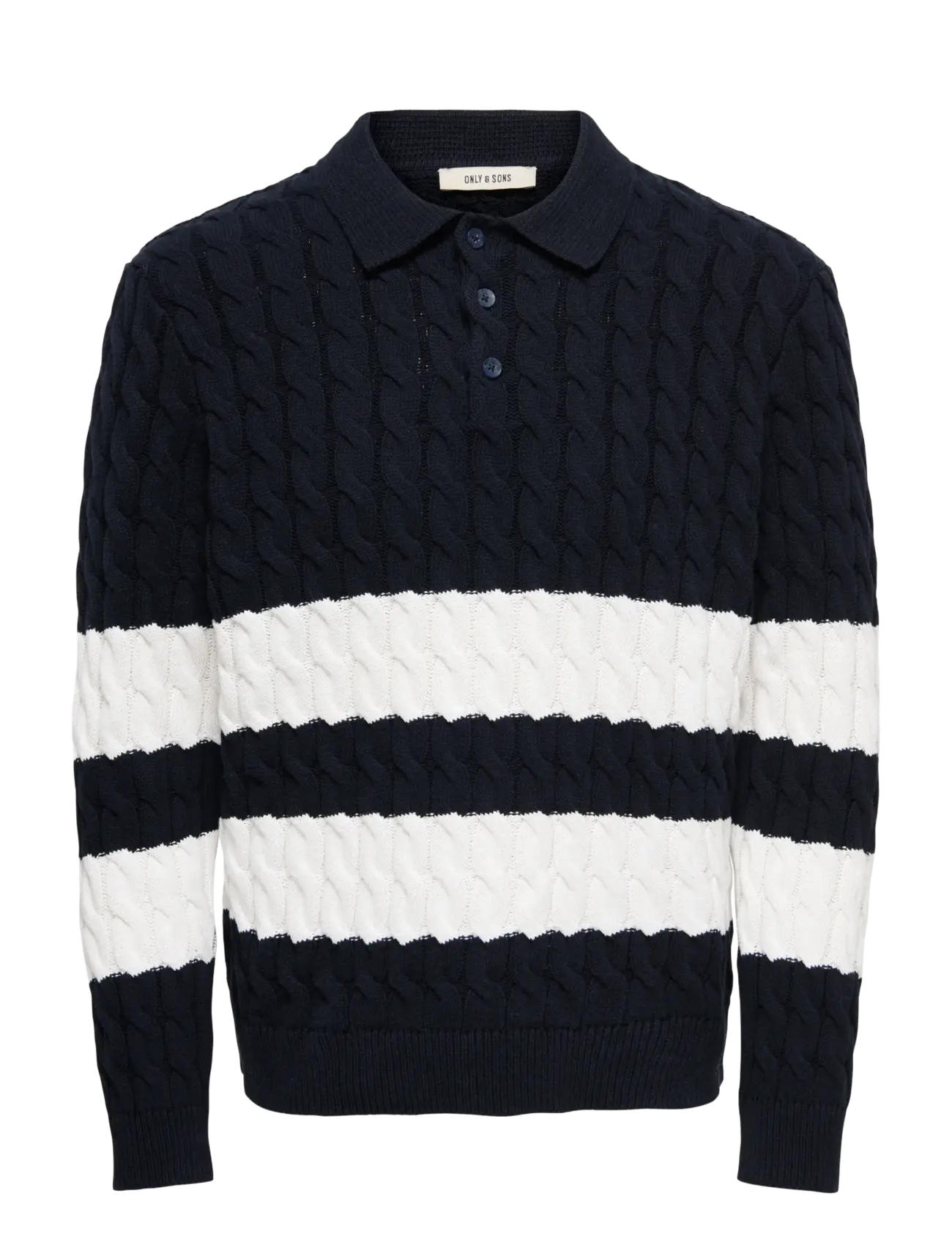 ONLY & SONS ONSKICKER LIFE RLX  LS CABEL POLO KNIT - Kudumid - DARK NAVY / navy
