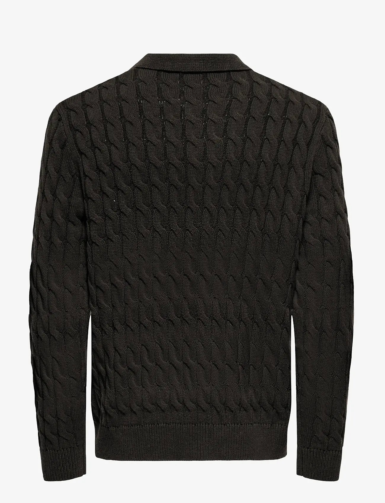 ONLY & SONS - ONSKICKER LIFE RLX  LS CABEL POLO KNIT - long-sleeved knitted polos - demitasse - 2