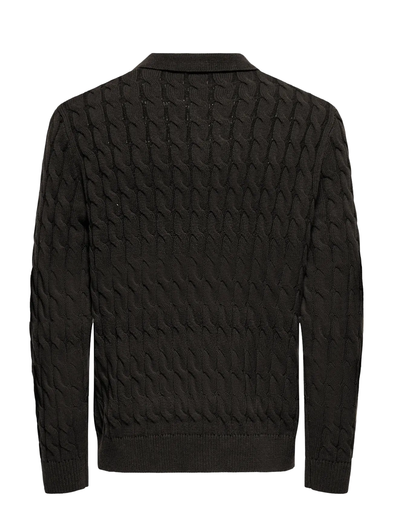 ONLY & SONS - ONSKICKER LIFE RLX  LS CABEL POLO KNIT - long-sleeved knitted polos - demitasse - 2