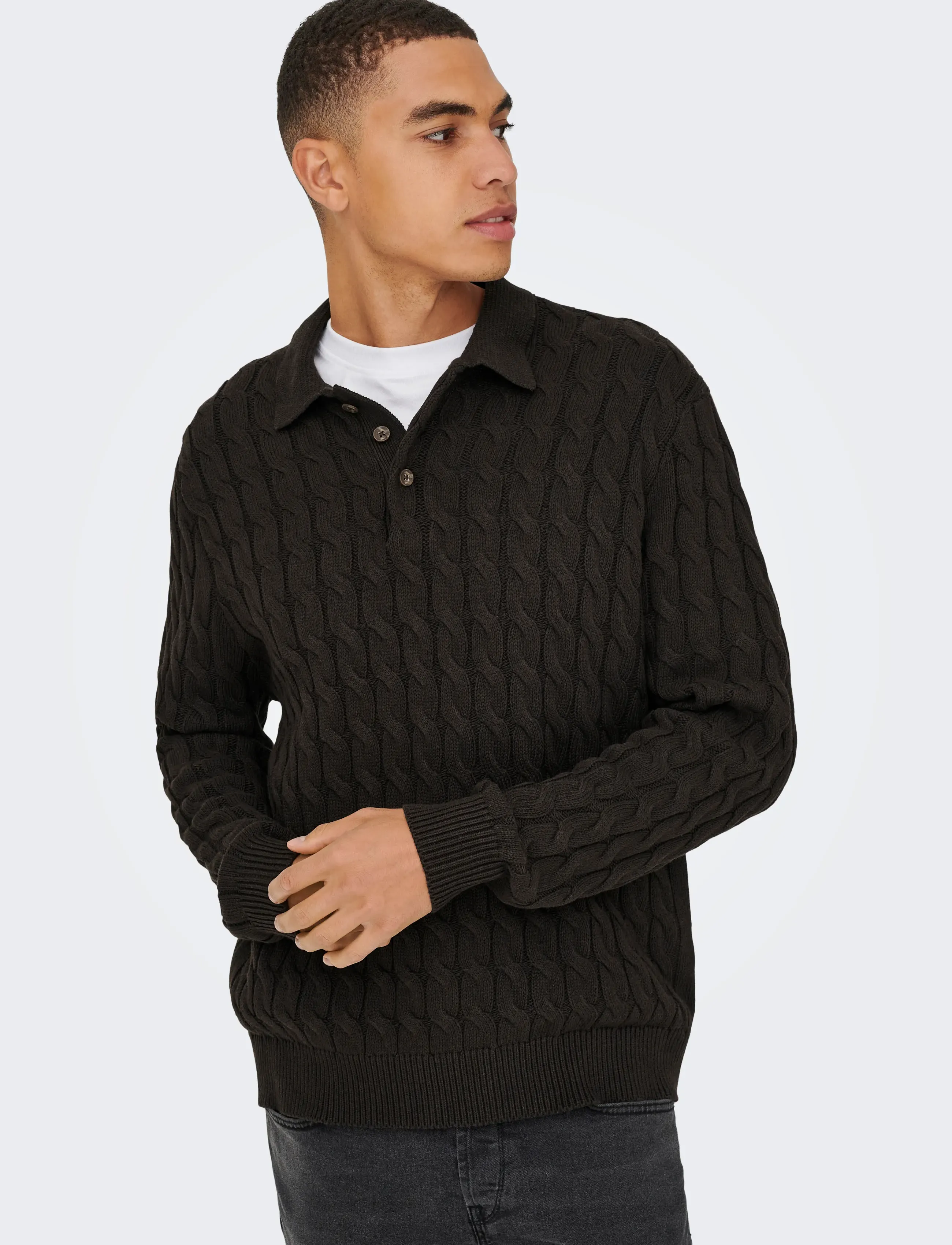 ONLY & SONS Onskicker Life Rlx Ls Cabel Polo Knit polotröjor herr – bild 5