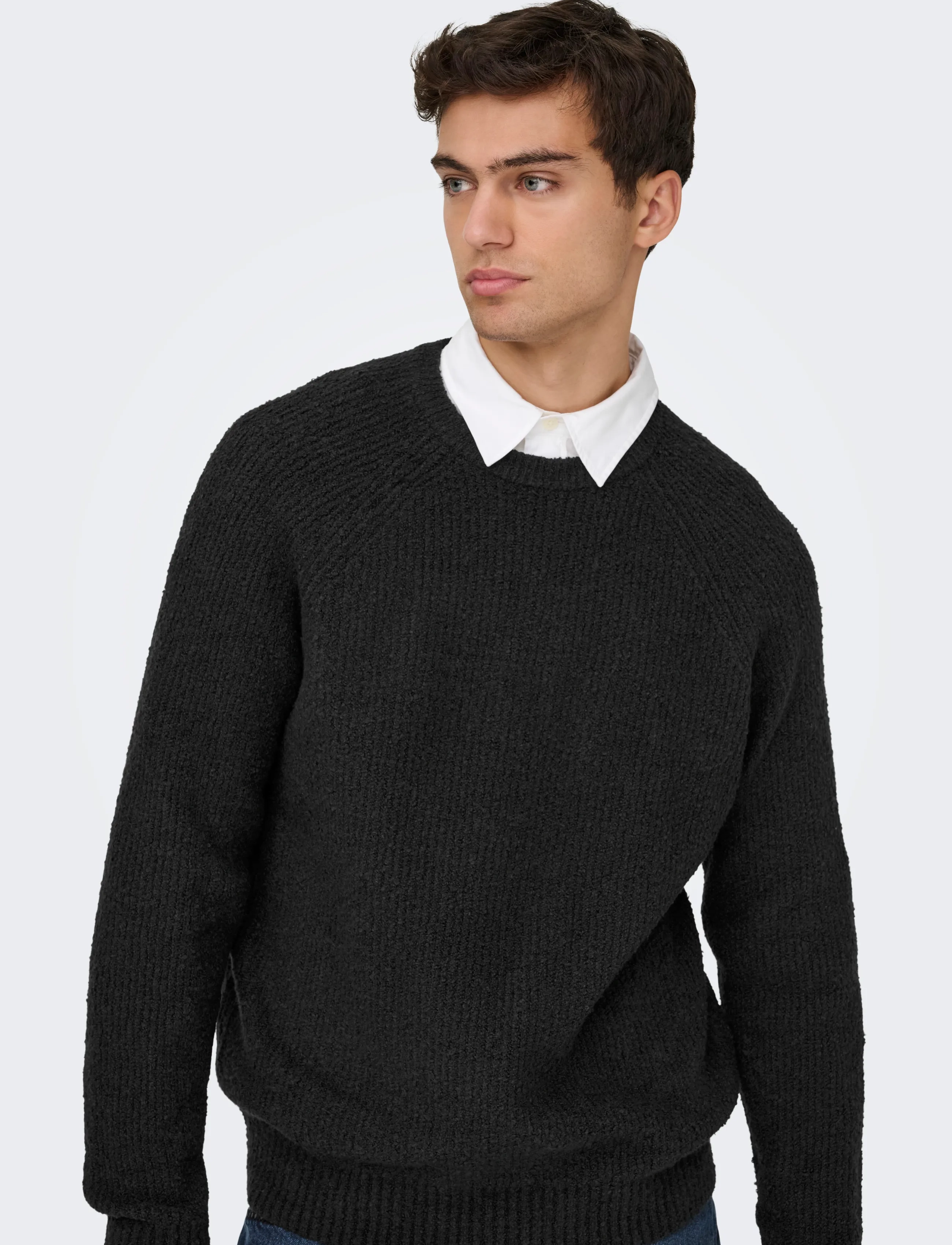 ONLY & SONS - ONSDALE LIFE RLX LS RAGLAN KNIT - rundhals - black - 4