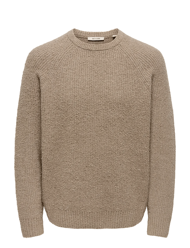 ONLY & SONS - ONSDALE LIFE RLX LS RAGLAN KNIT - rundhalsad - walnut - 1