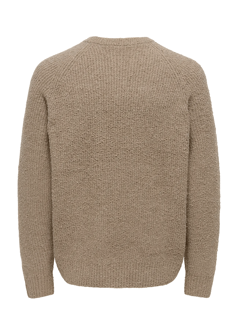 ONLY & SONS - ONSDALE LIFE RLX LS RAGLAN KNIT - rundhalsad - walnut - 2