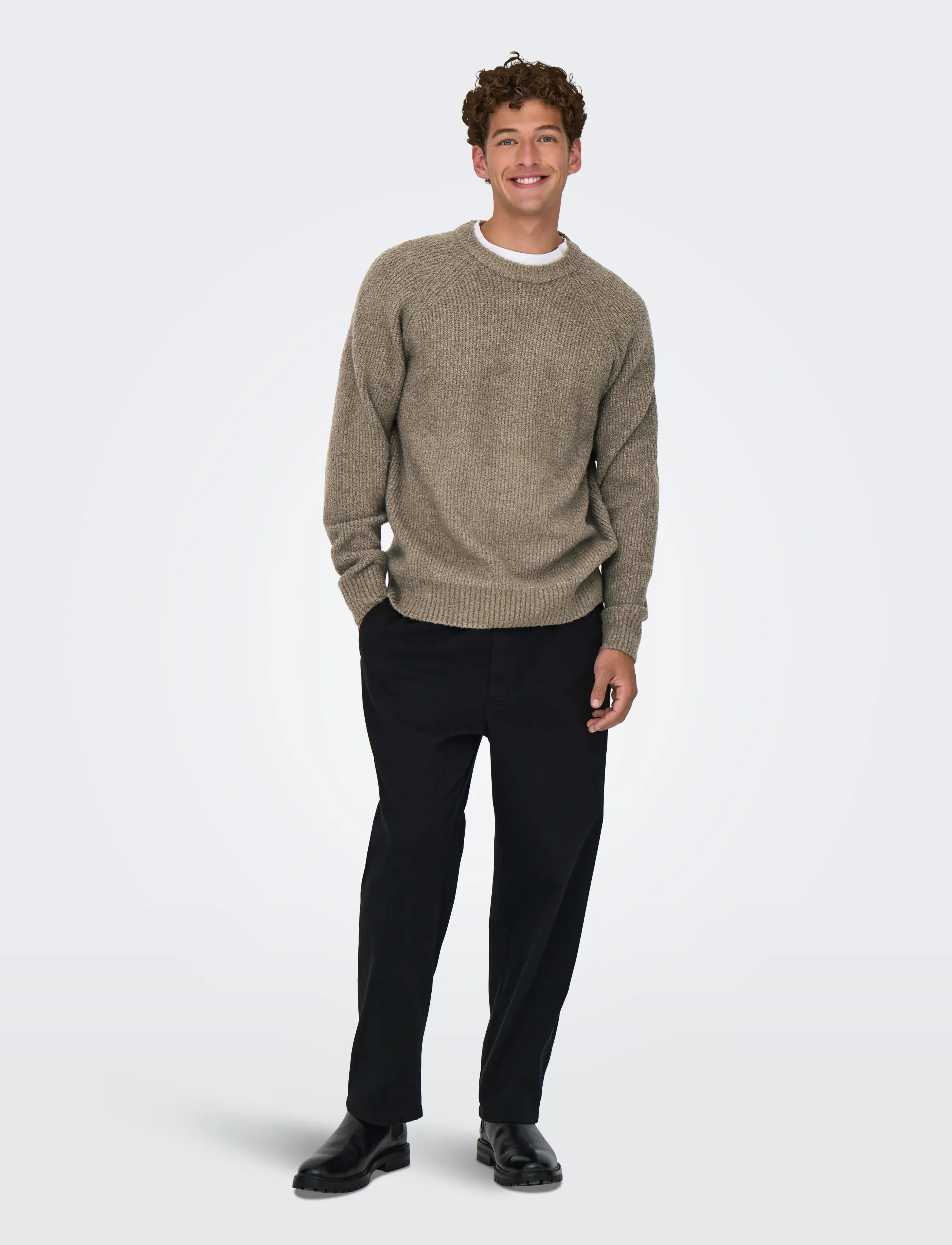 ONLY & SONS - ONSDALE RLX LS RAGLAN KNIT - Ümara kaelusega - walnut - 4