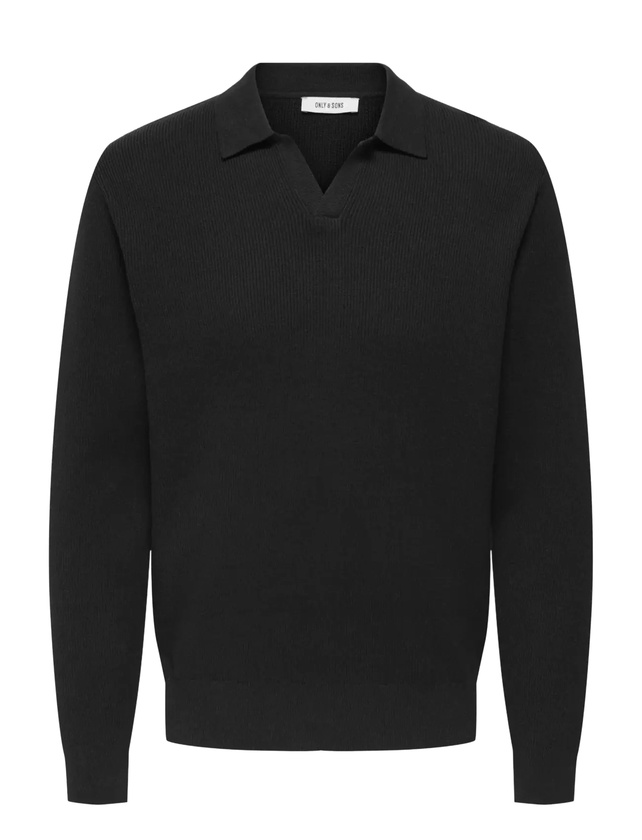 ONLY & SONS ONSPHIL REG 12 STRUC SPLIT NECK KNIT - Stickat - BLACK / black