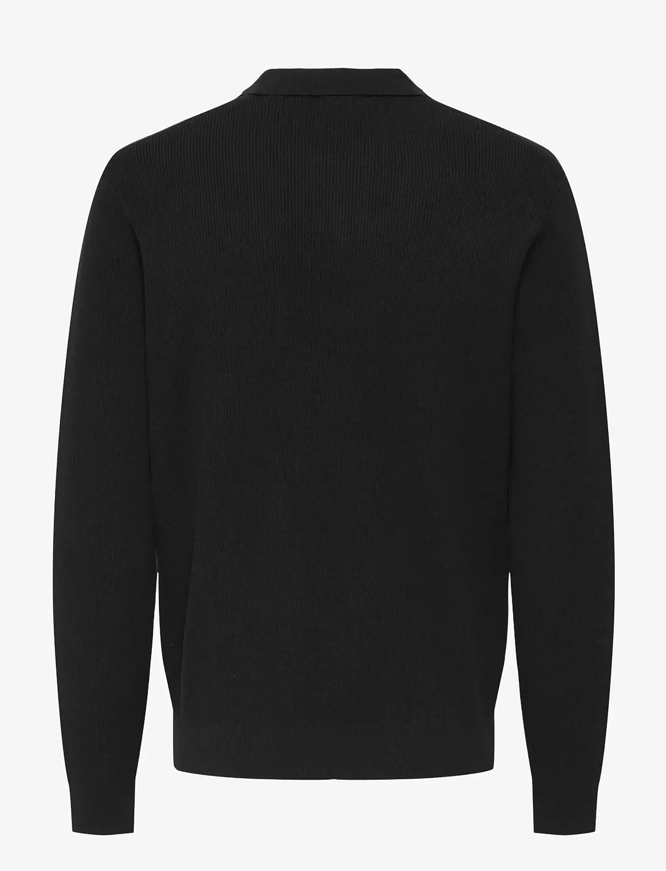 ONLY & SONS - ONSPHIL REG 12 STRUC SPLIT NECK KNIT - gestrickte polohemden - black - 1