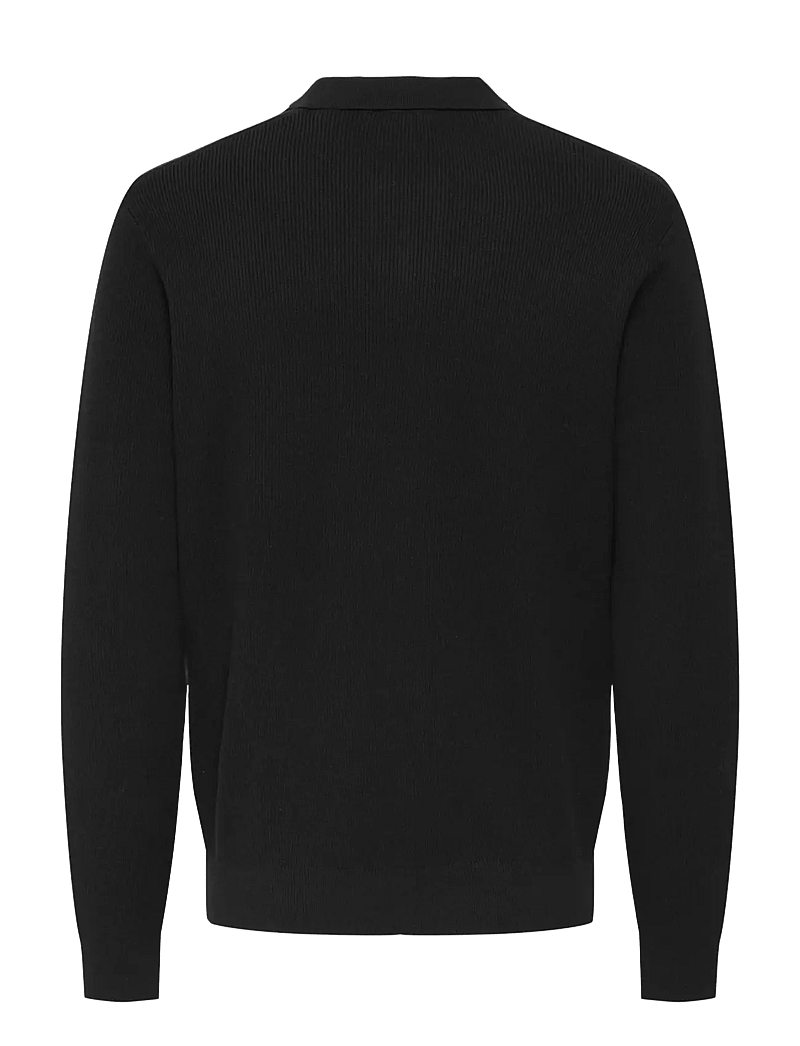 ONLY & SONS - ONSPHIL REG 12 STRUC SPLIT NECK KNIT - gestrickte polohemden - black - 1