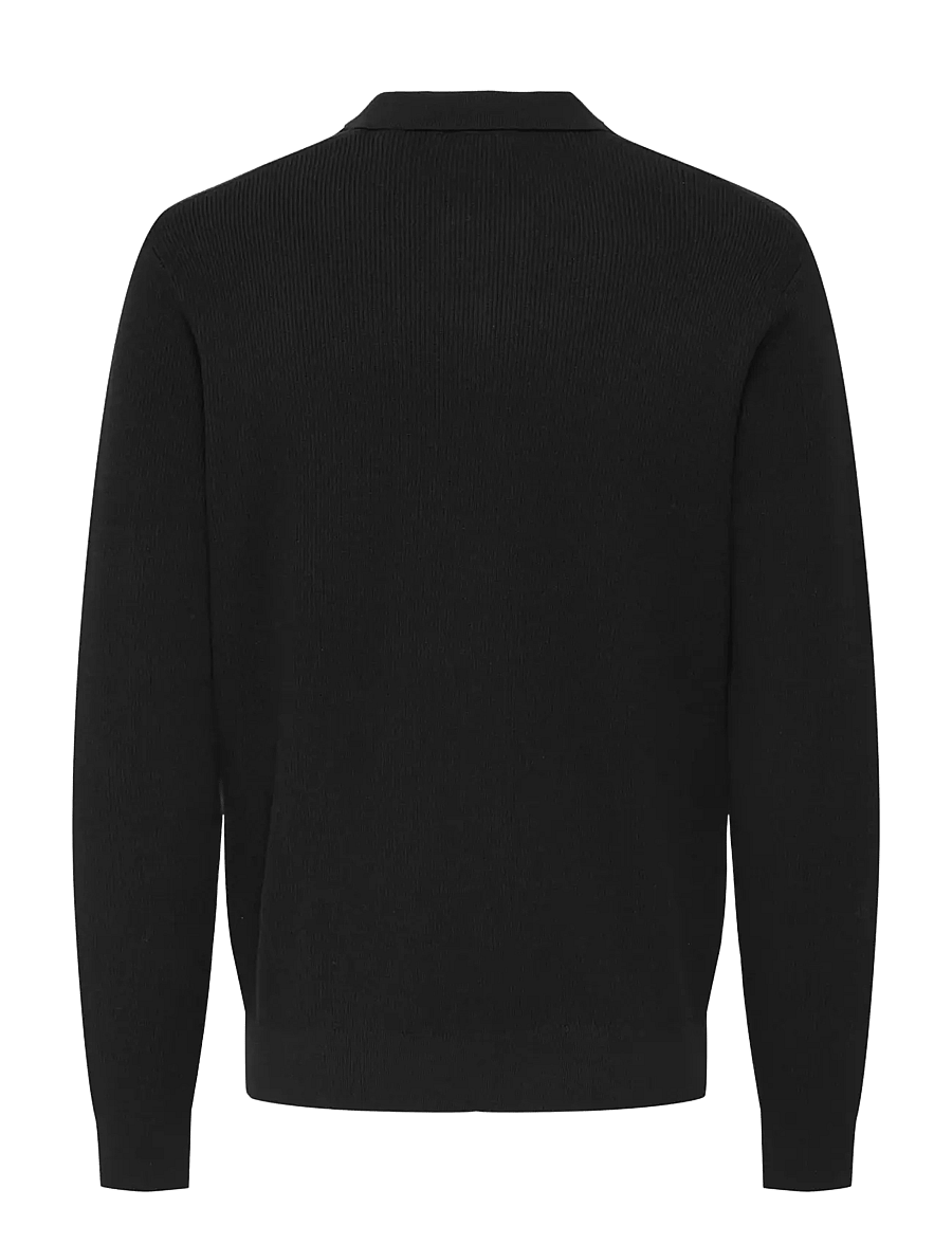 ONLY & SONS - ONSPHIL REG 12 STRUC SPLIT NECK KNIT - langärmelige strick-polohemden - black - 1