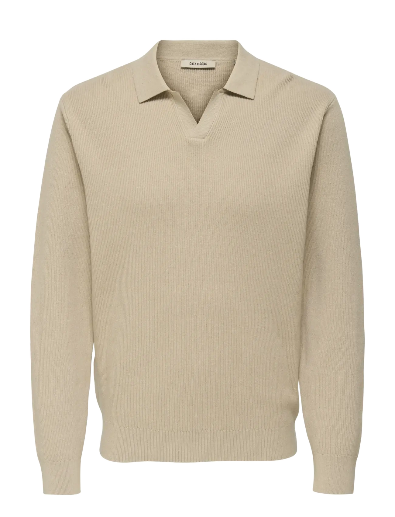 ONLY & SONS ONSPHIL REG 12 STRUC SPLIT NECK KNIT - V-hals - SILVER LINING / beige