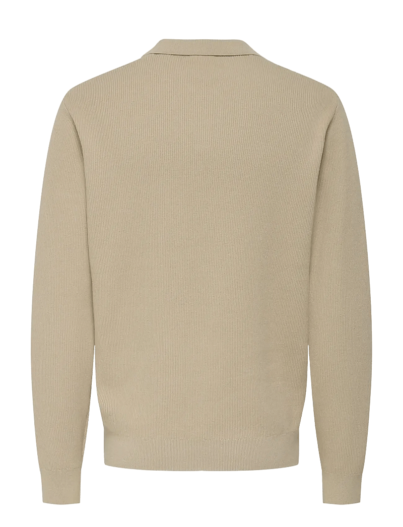 ONLY & SONS - ONSPHIL REG 12 STRUC SPLIT NECK KNIT - gestrickte polohemden - silver lining - 1