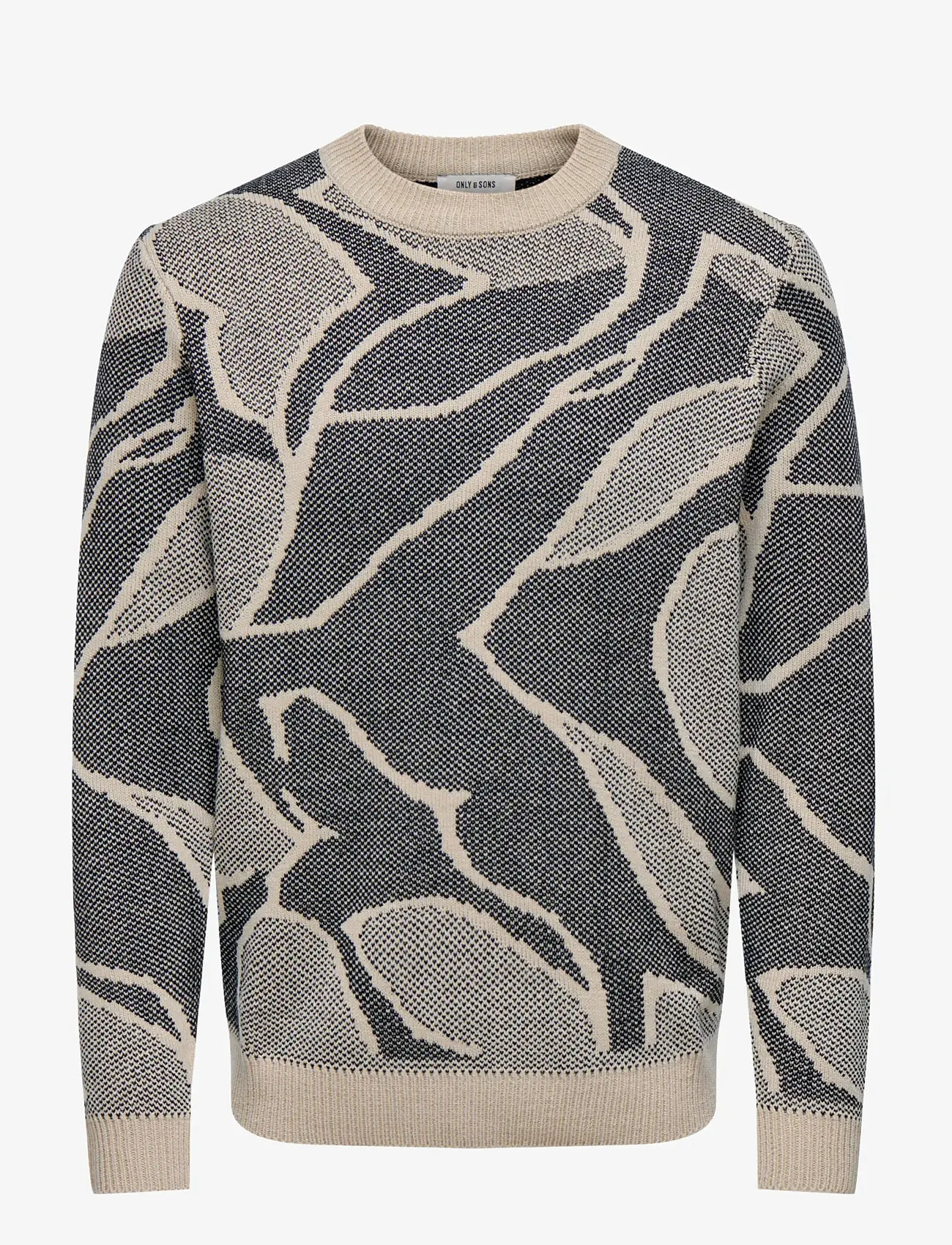 ONLY & SONS - ONSLONG REG LS CREW JAQUARD KNIT - herbstliche kleidung - silver lining - 0