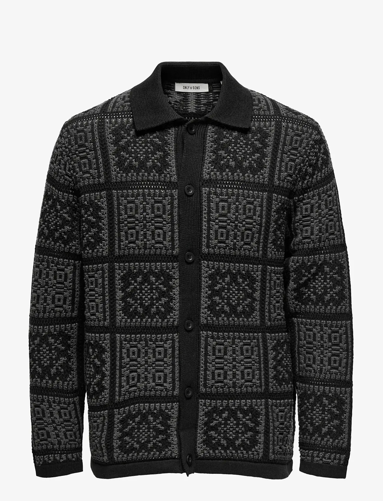ONLY & SONS - ONSBARK RLX LS SHIRT KNIT - gestrickte polohemden - black - 1