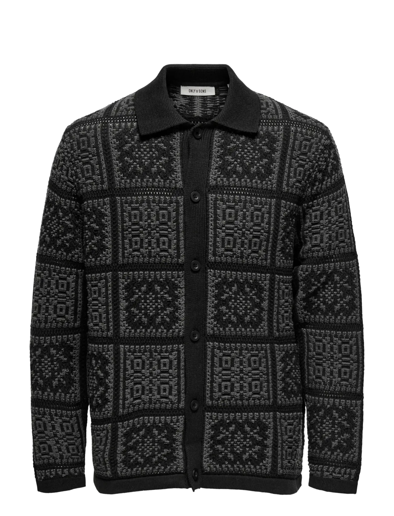 ONLY & SONS ONSBARK RLX LS SHIRT KNIT - Strickmode - BLACK / black