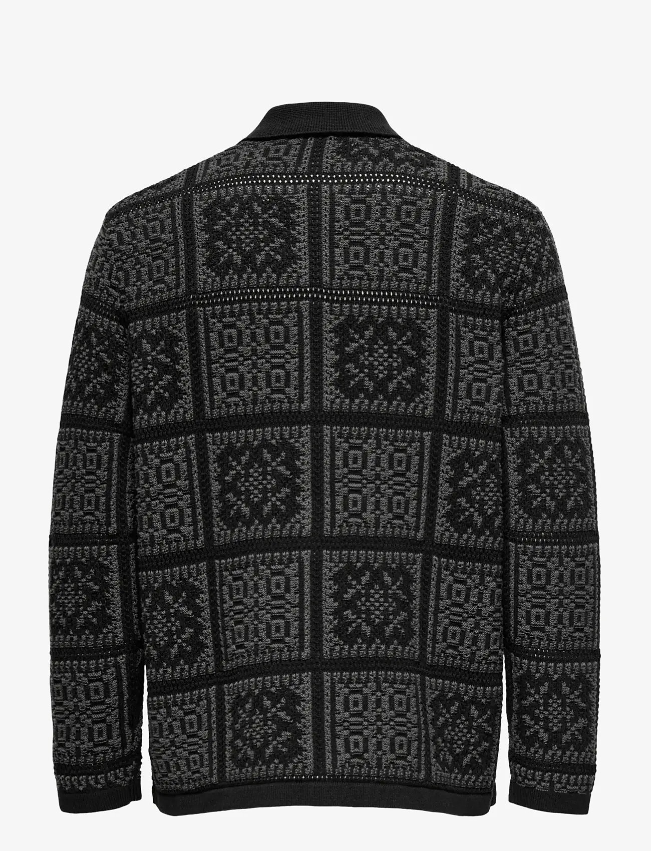 ONLY & SONS - ONSBARK RLX LS SHIRT KNIT - gestrickte polohemden - black - 2