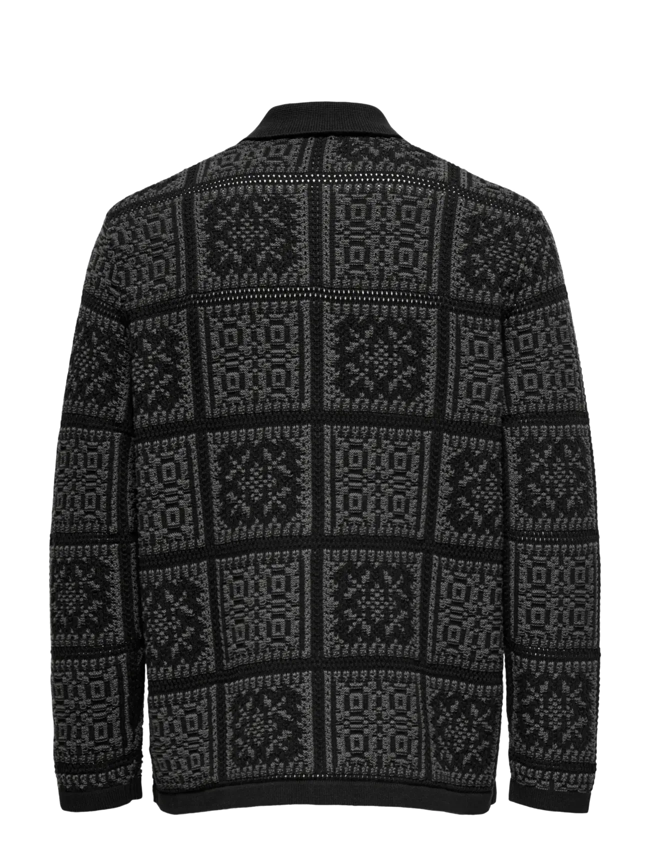 ONLY & SONS - ONSBARK RLX LS SHIRT KNIT - geweven polo's met lange mouwen - black - 2