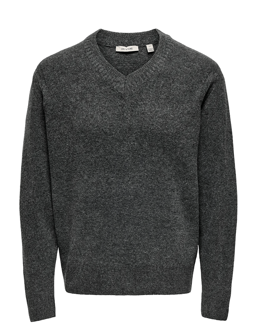 ONLY & SONS - ONSMOVE RLX BRUSHED V-NECK KNIT - v-ringat - black - 0