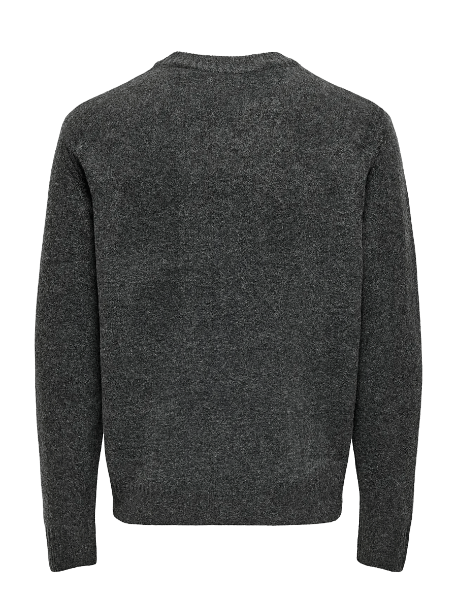 ONLY & SONS - ONSMOVE RLX BRUSHED V-NECK KNIT - v-ringat - black - 1