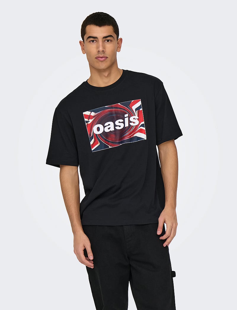 ONLY & SONS - ONSOASIS SS RLX TEE - lühikeste varrukatega t-särgid - black - 0
