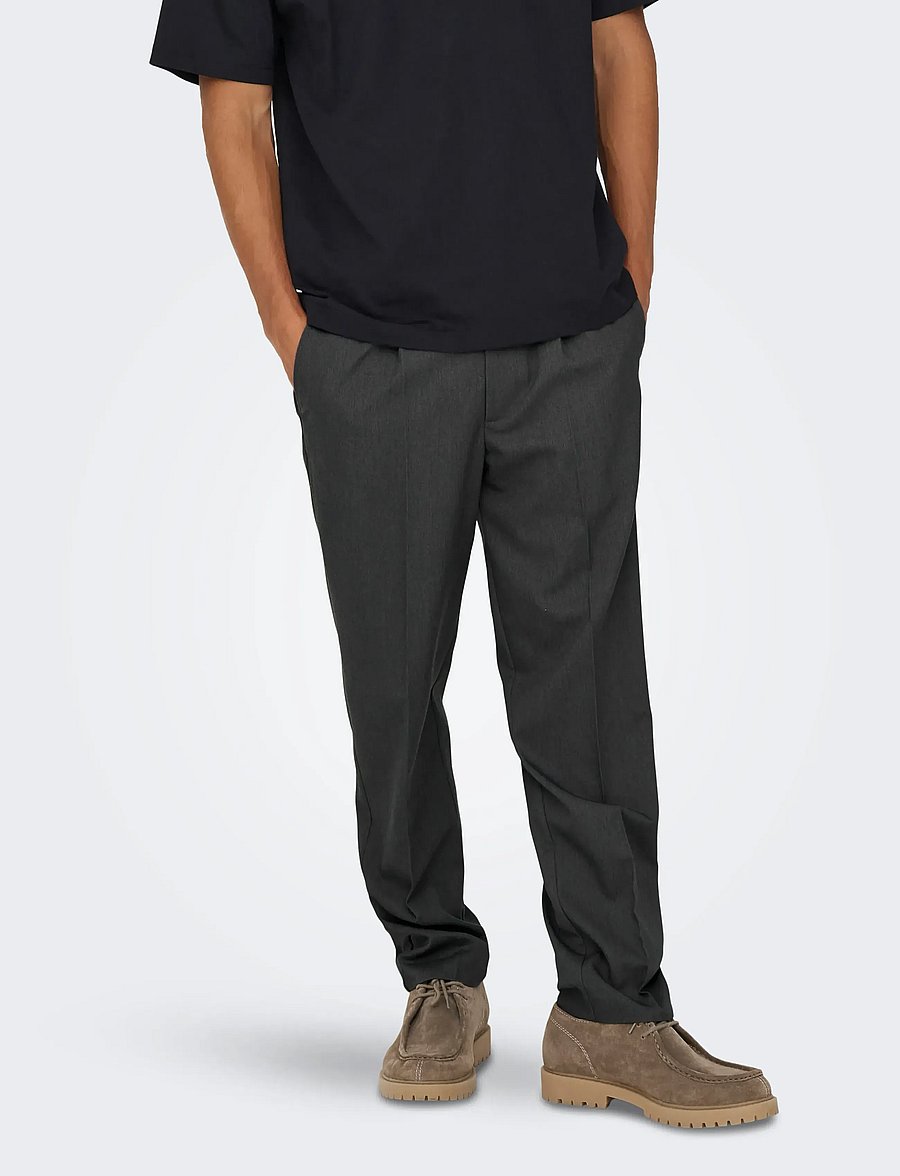 ONLY & SONS - ONSMIRO TAILORED TAPERED 0346 PANT NOOS - anzugshosen - dark grey melange - 0