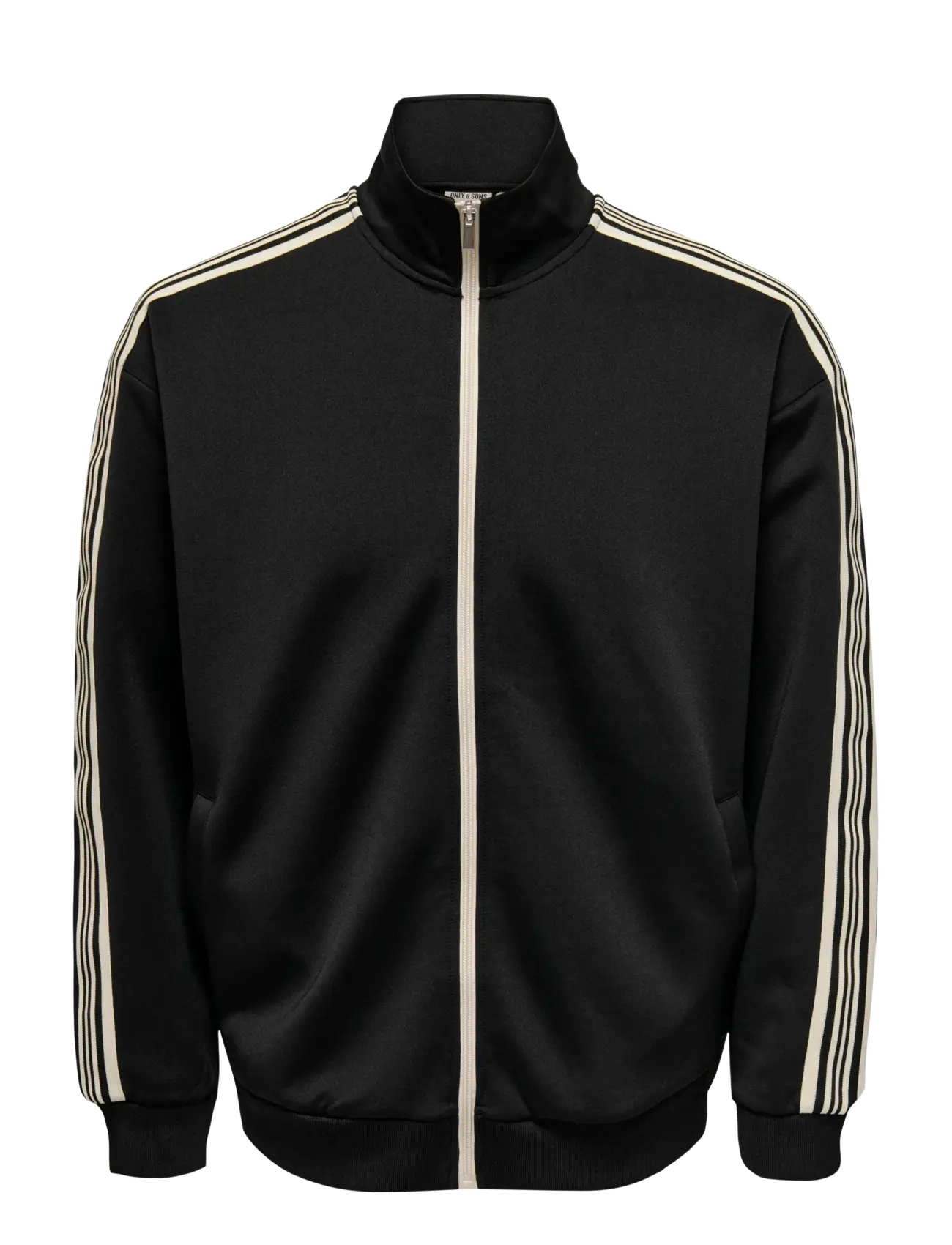 ONLY & SONS ONSRIBER RLX LS ZIP STRIPE TRACK SWEAT - Laveste priser - BLACK / black