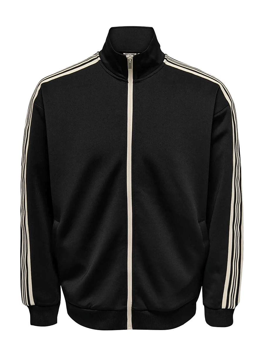 ONLY & SONS - ONSRIBER RLX LS ZIP STRIPE TRACK SWEAT - efterårsjakker - black - 1