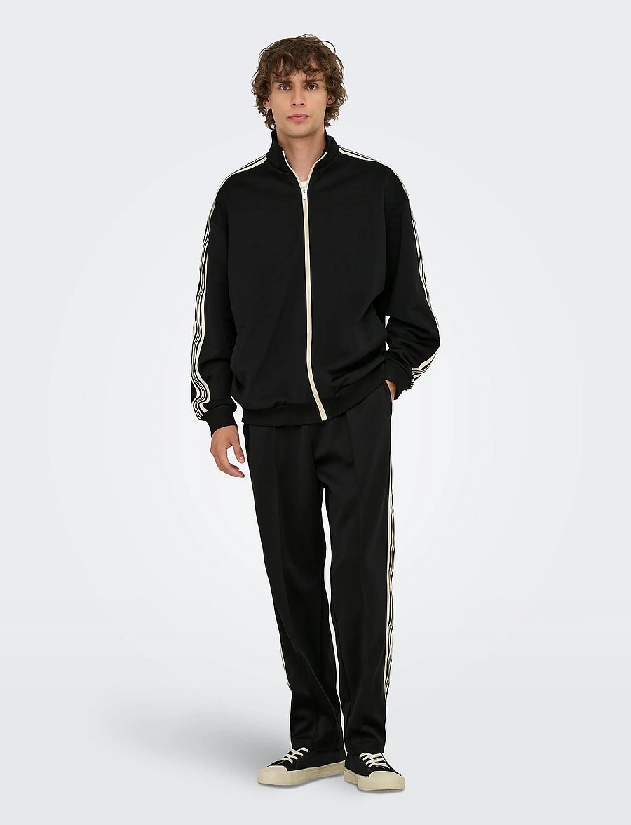 ONLY & SONS - ONSRIBER RLX LS ZIP STRIPE TRACK SWEAT - efterårsjakker - black - 0