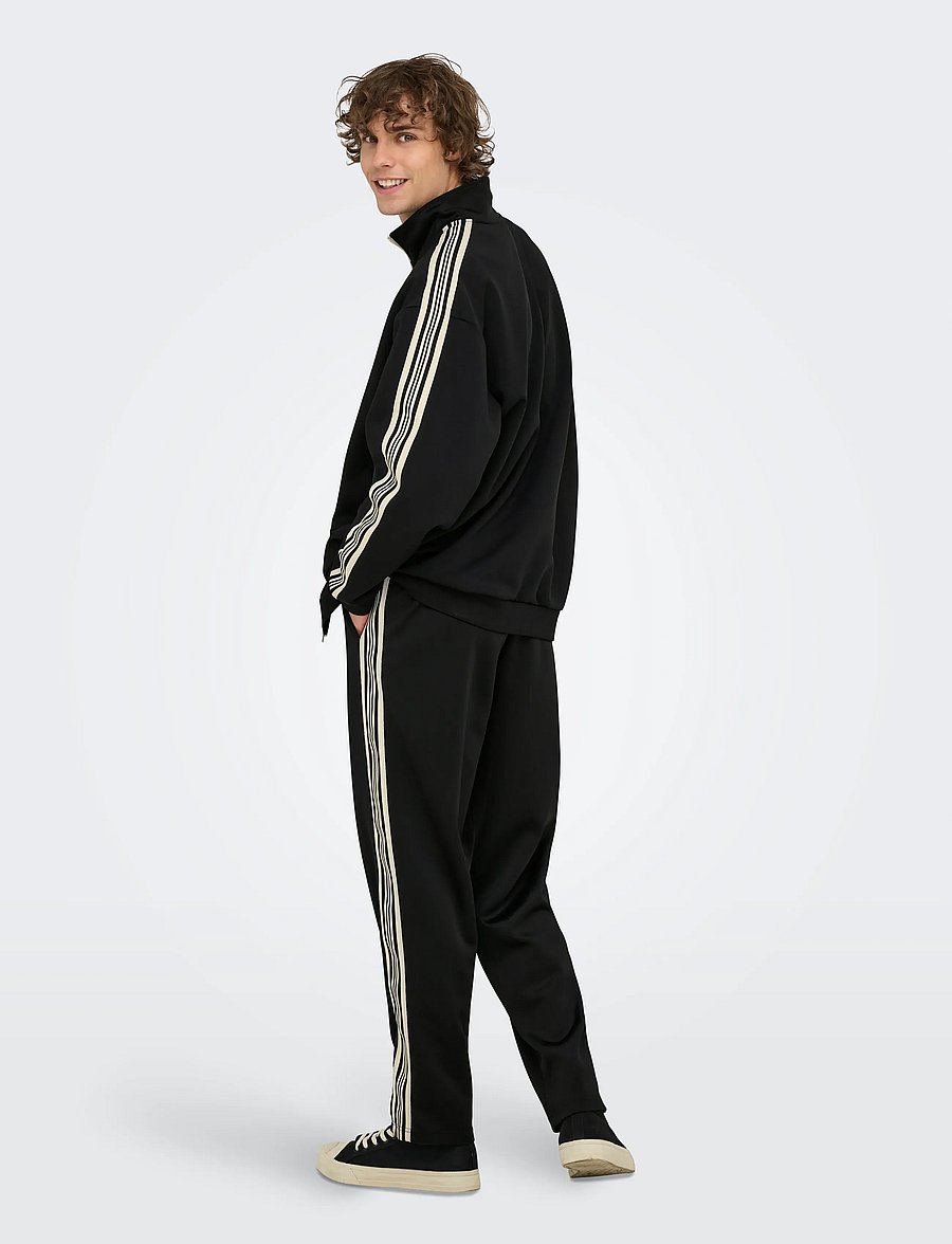 ONLY & SONS - ONSRIBER RLX LS ZIP STRIPE TRACK SWEAT - efterårsjakker - black - 3