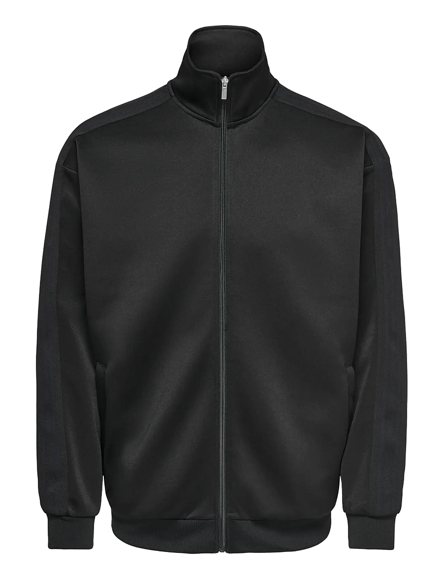 ONLY & SONS - ONSRIBER RLX LS ZIP STRIPE TRACK SWEAT - dressipluusid - black - 0