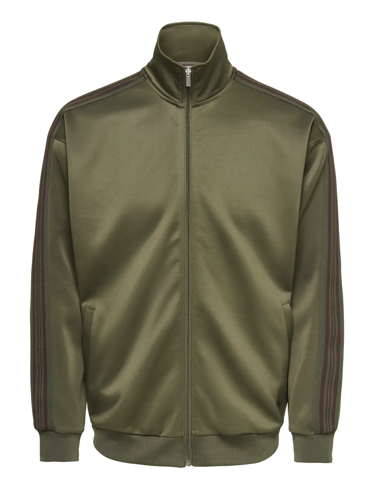 ONLY & SONS ONSRIBER RLX LS ZIP STRIPE TRACK SWEAT - Riided - TARMAC / khaki/green