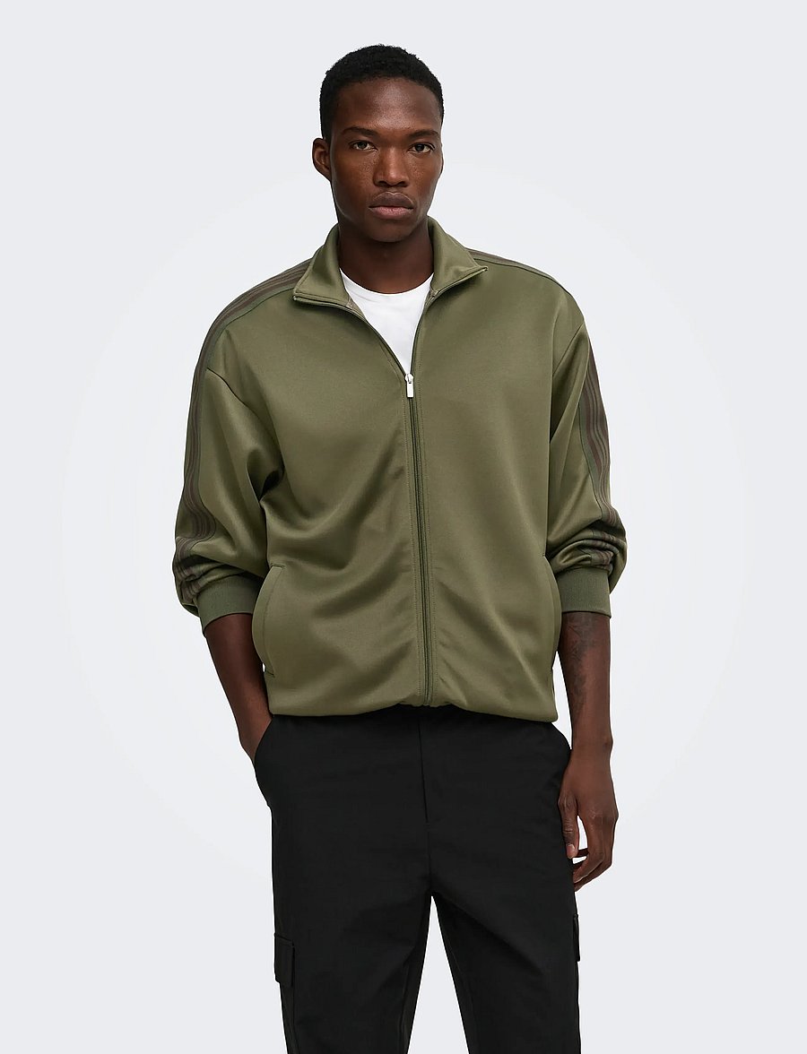ONLY & SONS - ONSRIBER RLX LS ZIP STRIPE TRACK SWEAT - herbstjacken - tarmac - 0