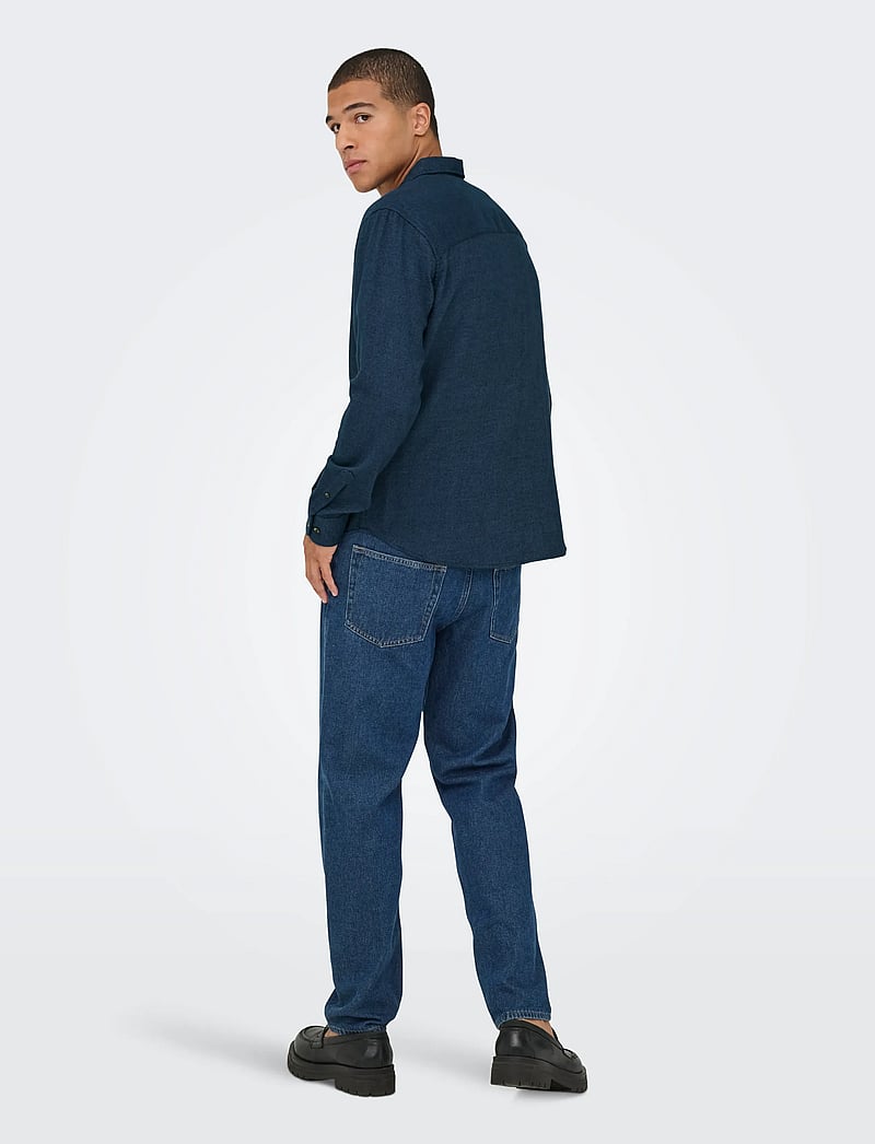 ONLY & SONS - ONSSONS REG FIT 2T TWILL 0347 SHIRT - casual shirts - navy blazer - 3