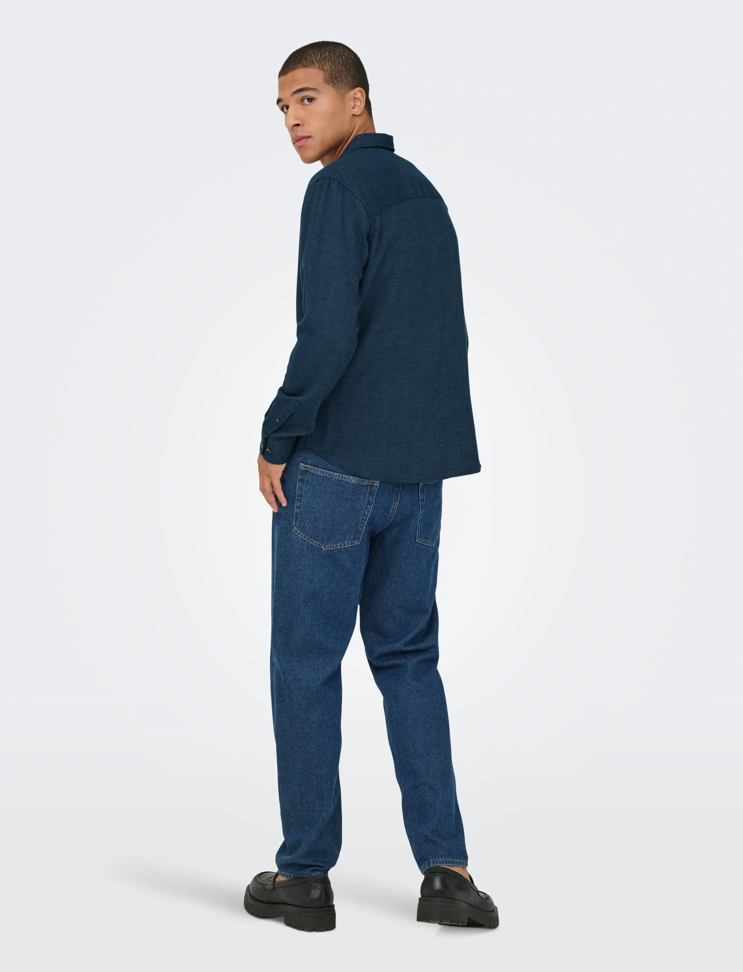 ONLY & SONS - ONSSONS REG FIT 2T TWILL 0347 SHIRT - casual hemden - navy blazer - 3