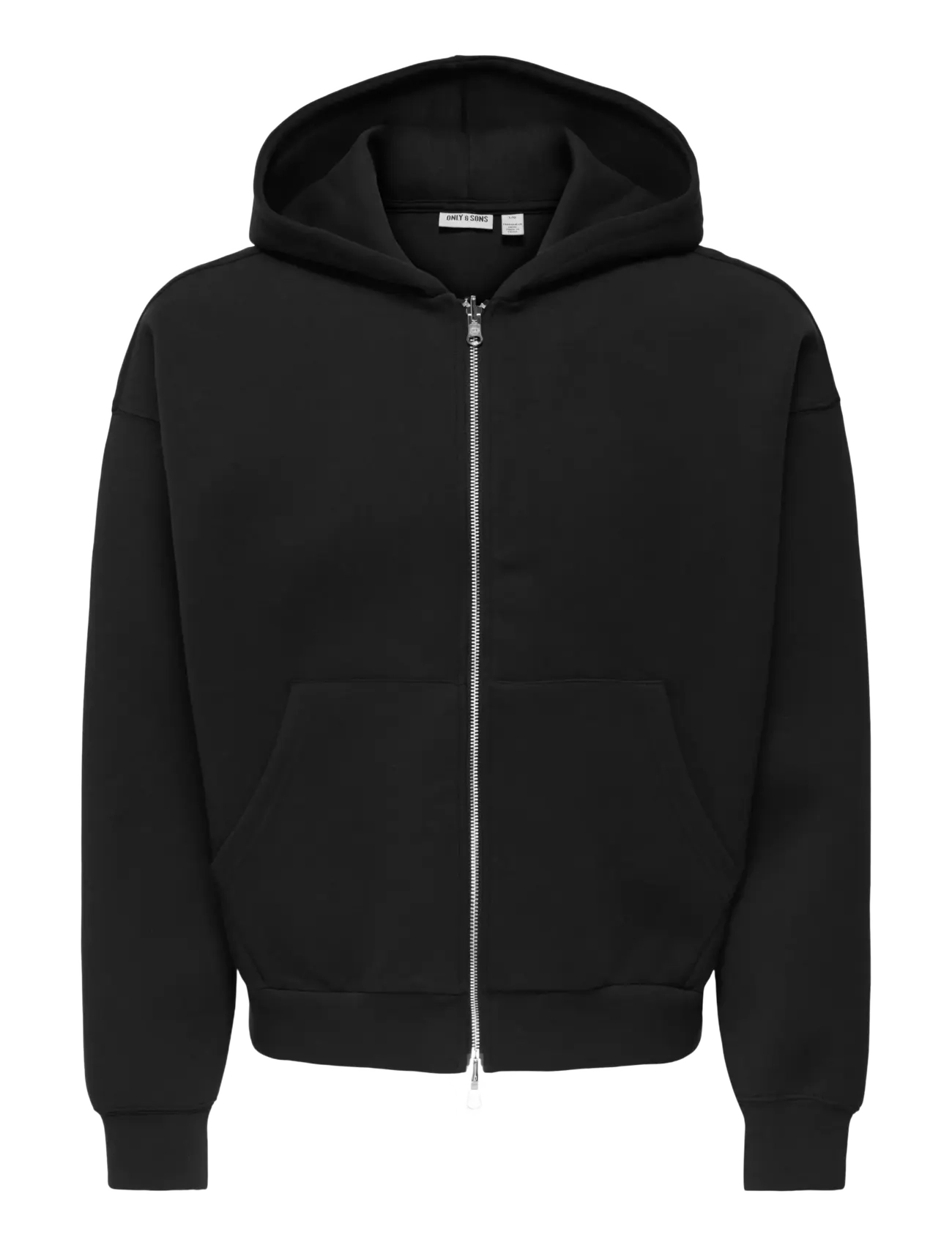 ONLY & SONS ONSGOYLE BOXY LS SCUBA ZIP HOODIE SWEAT - ONLY & SONS - BLACK / black