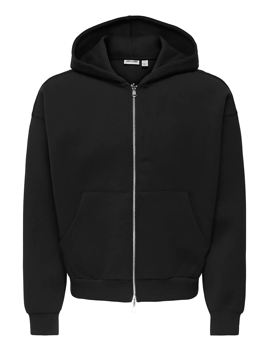 ONLY & SONS - ONSGOYLE BOXY LS SCUBA ZIP HOODIE SWEAT - kapuzenpullover - black - 0