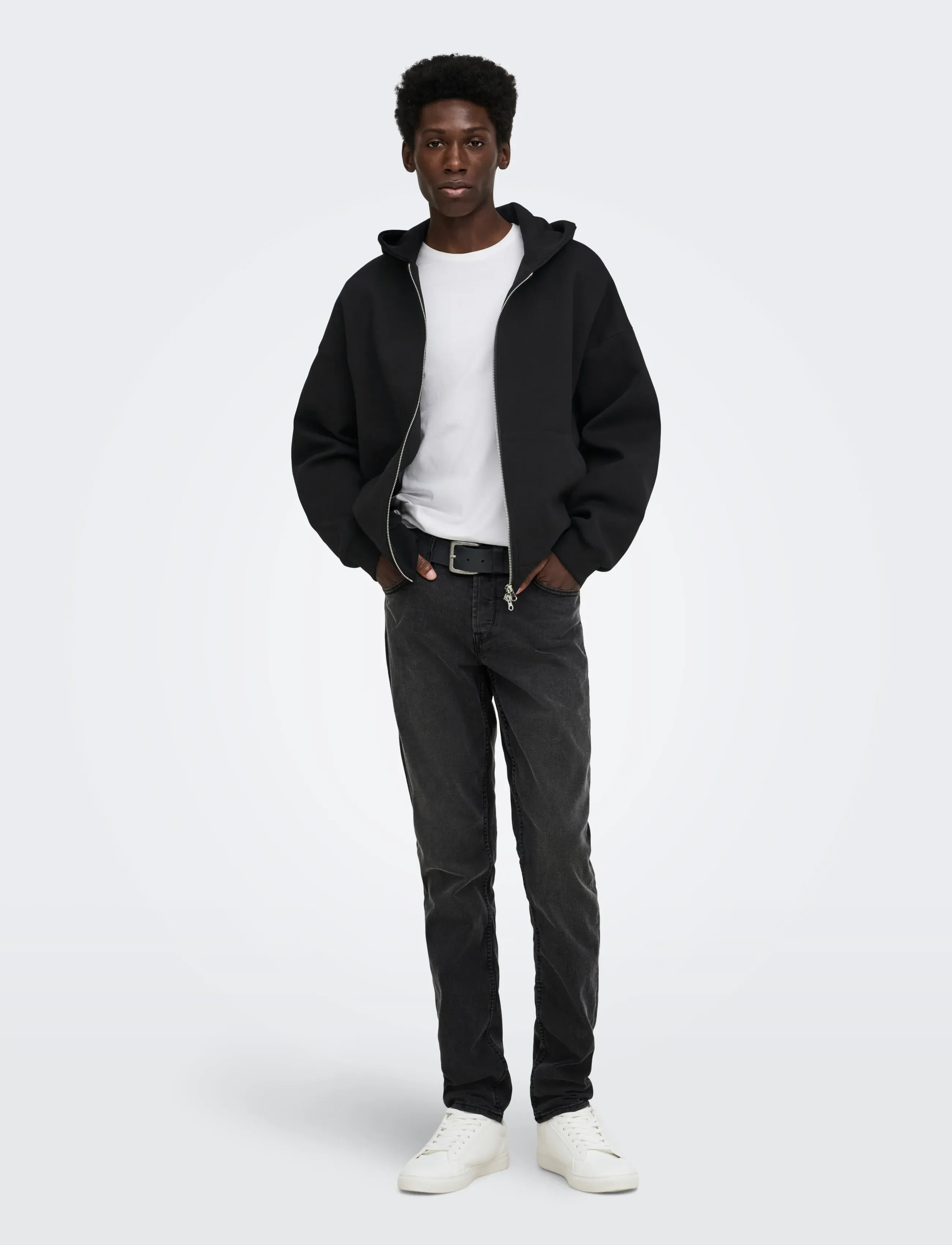 ONLY & SONS - ONSGOYLE BOXY LS SCUBA ZIP HOODIE SWEAT - hættetrøjer - black - 3