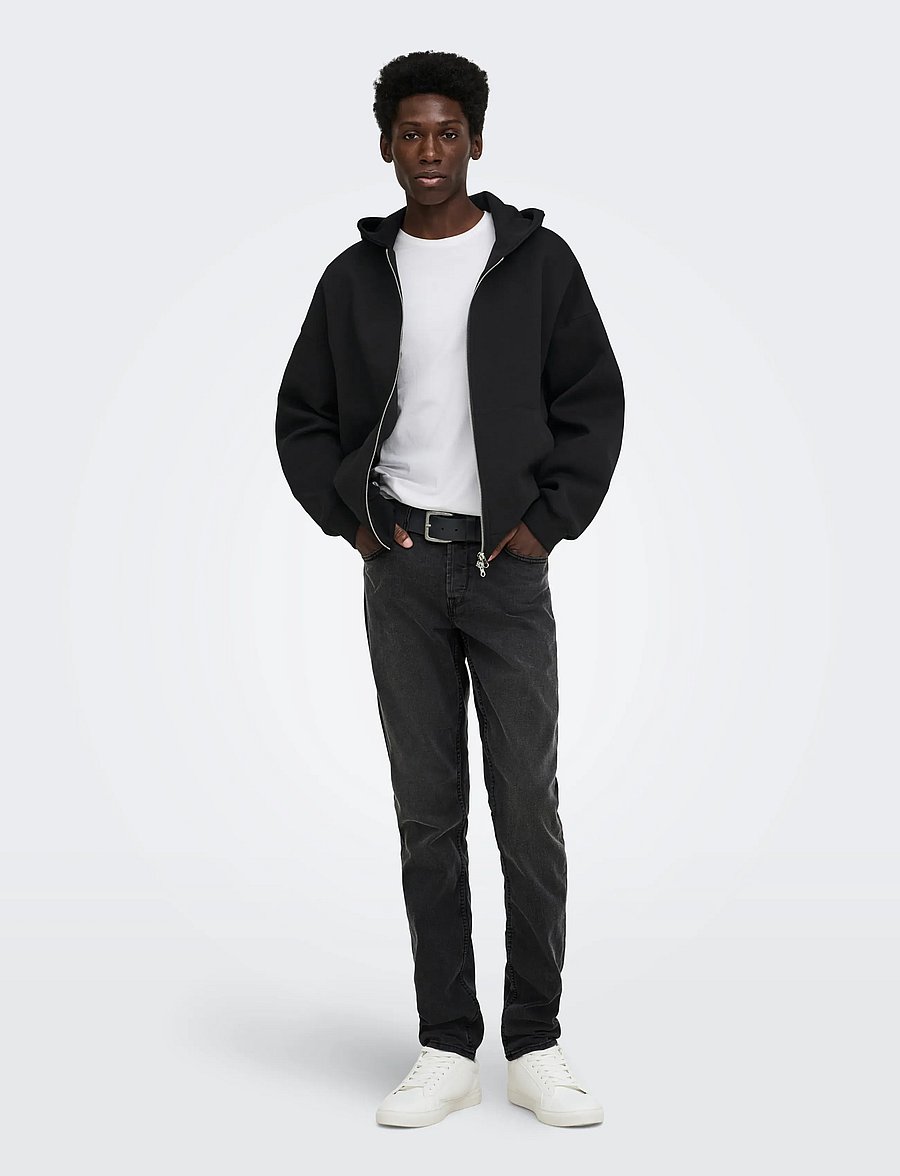 ONLY & SONS - ONSGOYLE BOXY LS SCUBA ZIP HOODIE SWEAT - hættetrøjer - black - 3