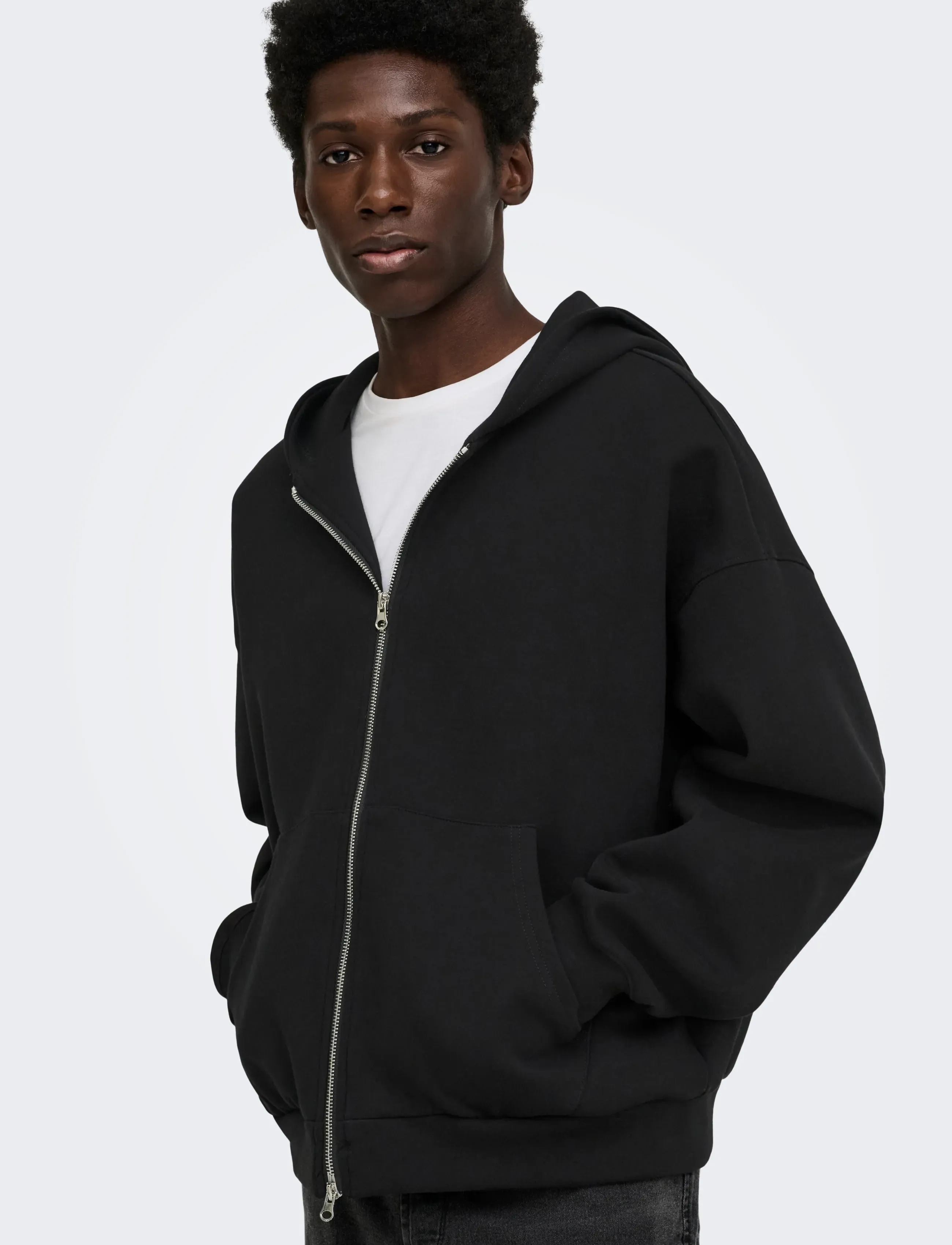 ONLY & SONS - ONSGOYLE BOXY LS SCUBA ZIP HOODIE SWEAT - hættetrøjer - black - 5