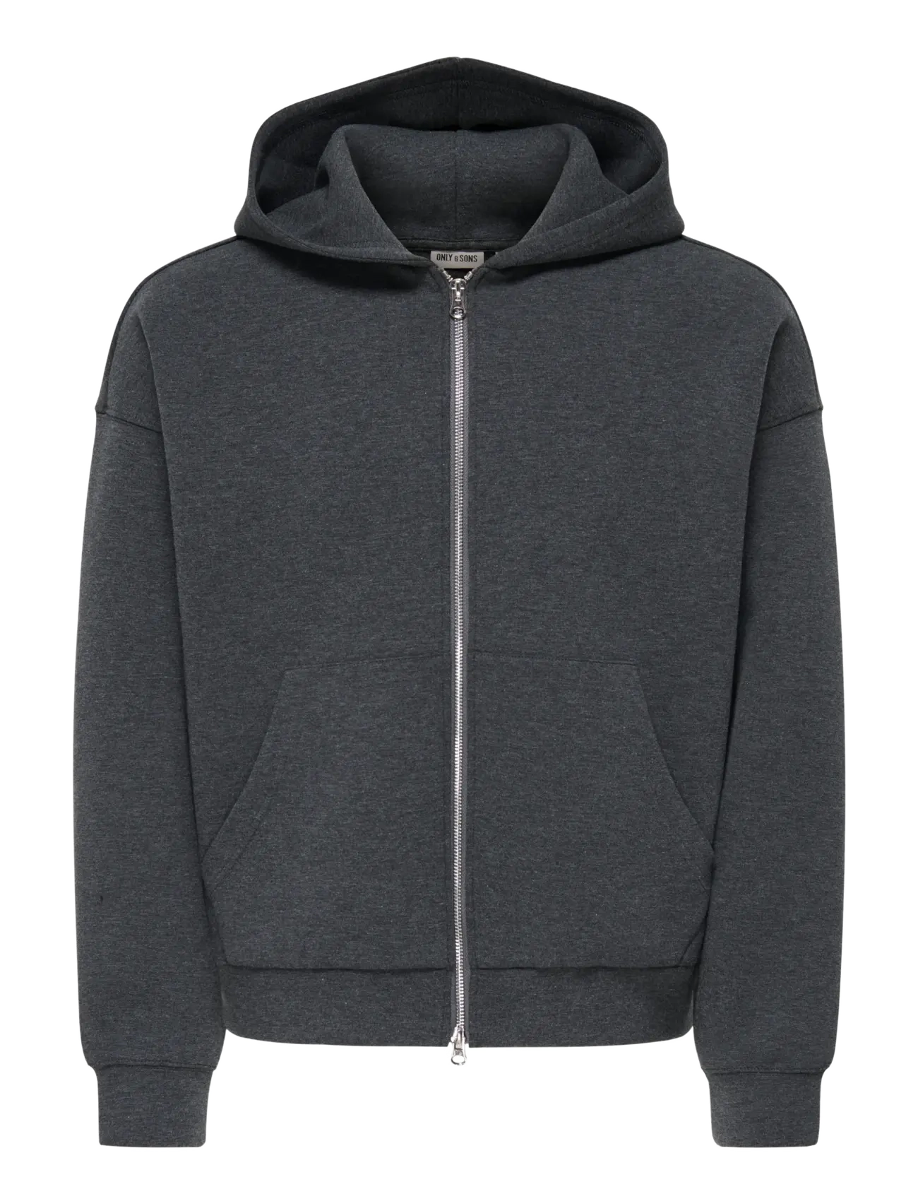 ONLY & SONS ONSGOYLE BOXY LS SCUBA ZIP HOODIE SWEAT - ONLY & SONS - DARK GREY MELANGE / grey