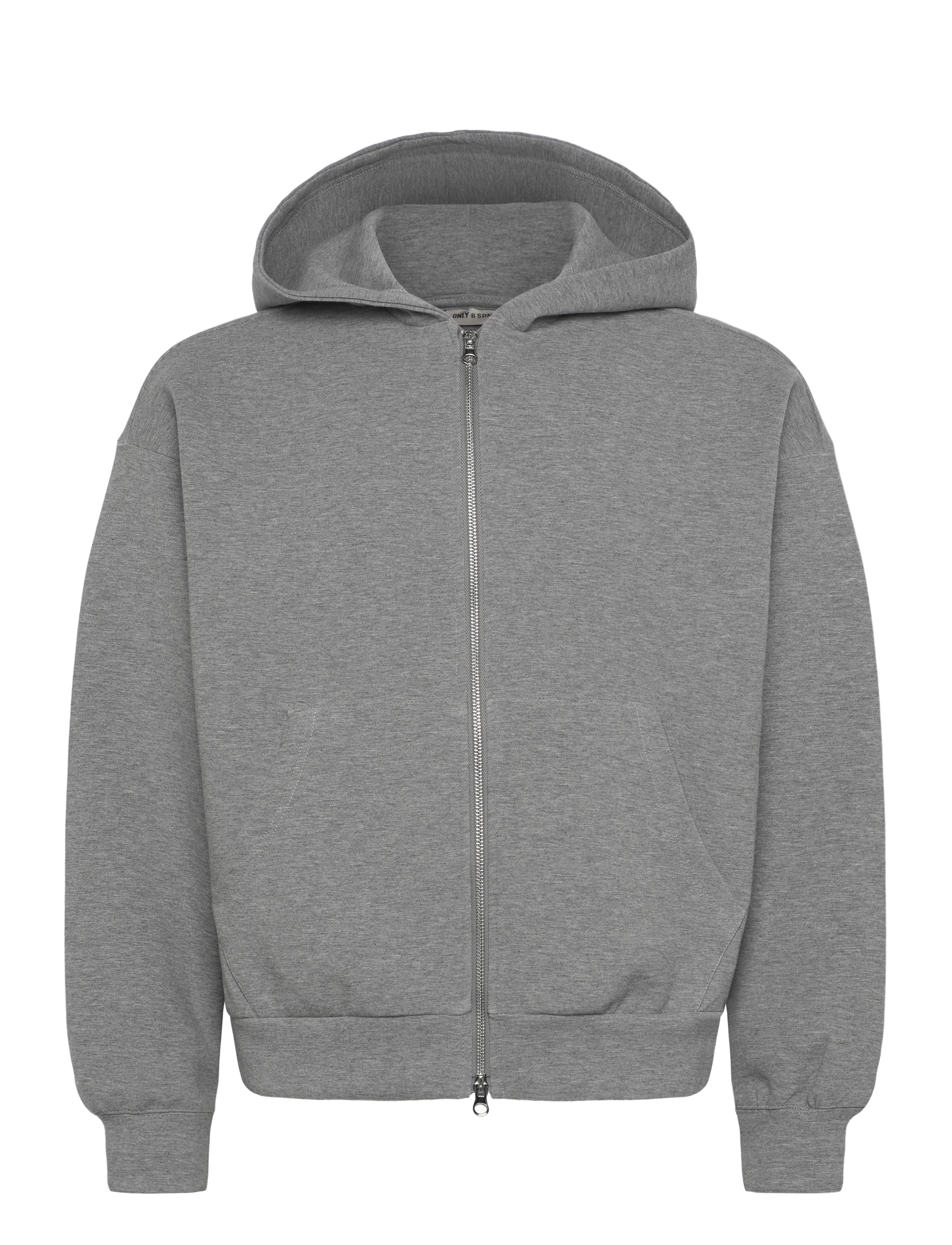 ONLY & SONS Onsgoyle Boxy Ls Scuba Zip Hoodie Sweat, XS, Sweatshirts Hoodies, Grau - Männerswear