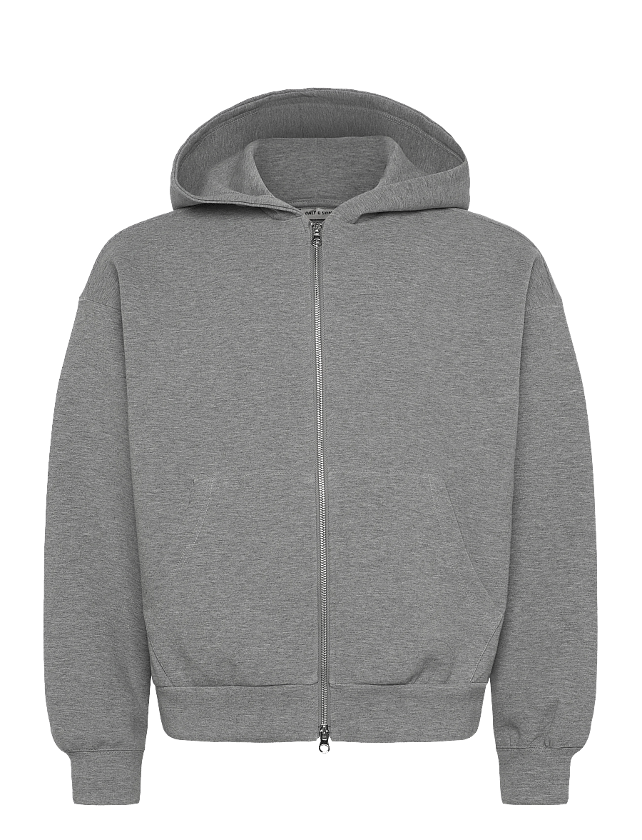 ONLY & SONS - ONSGOYLE BOXY LS SCUBA ZIP HOODIE SWEAT - kapuzenpullover - light grey melange - 0
