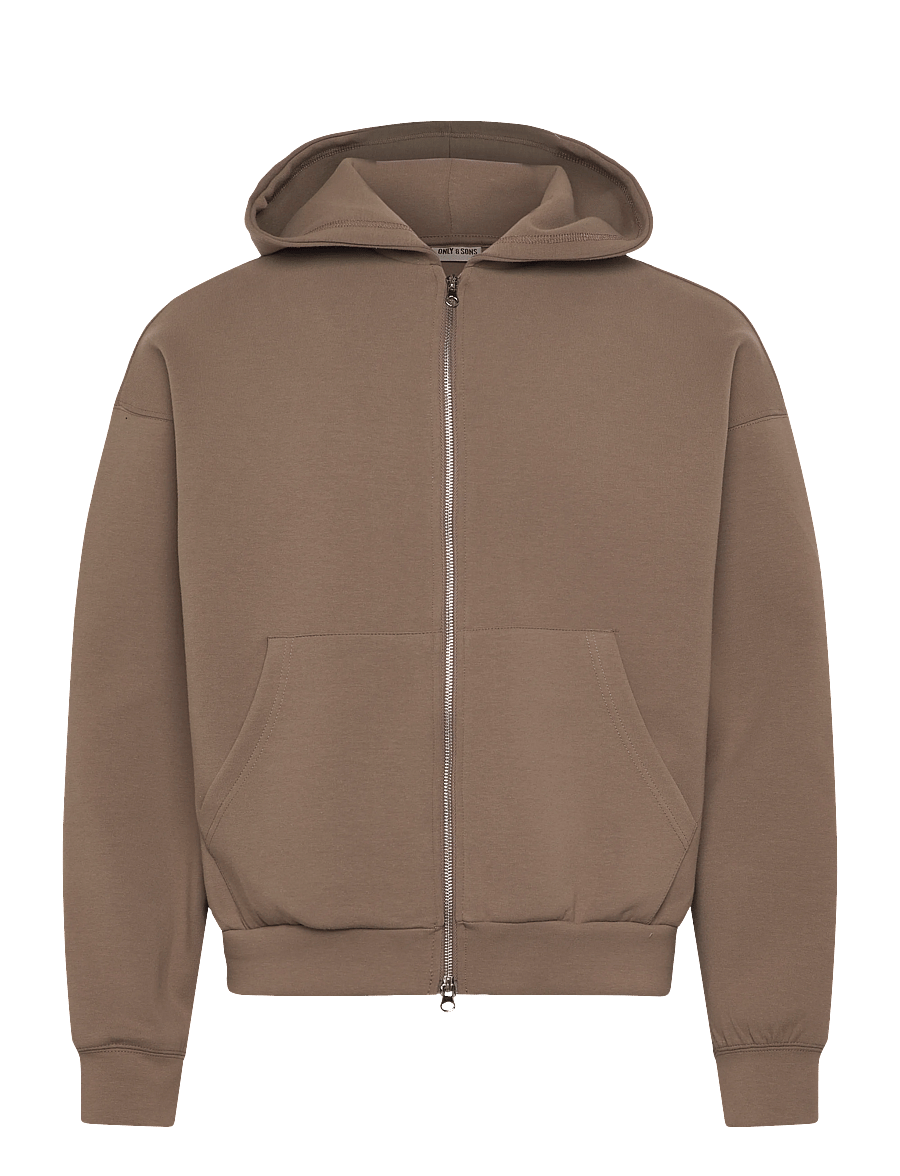 ONLY & SONS - ONSGOYLE BOXY LS SCUBA ZIP HOODIE SWEAT - kapuzenpullover - walnut - 0