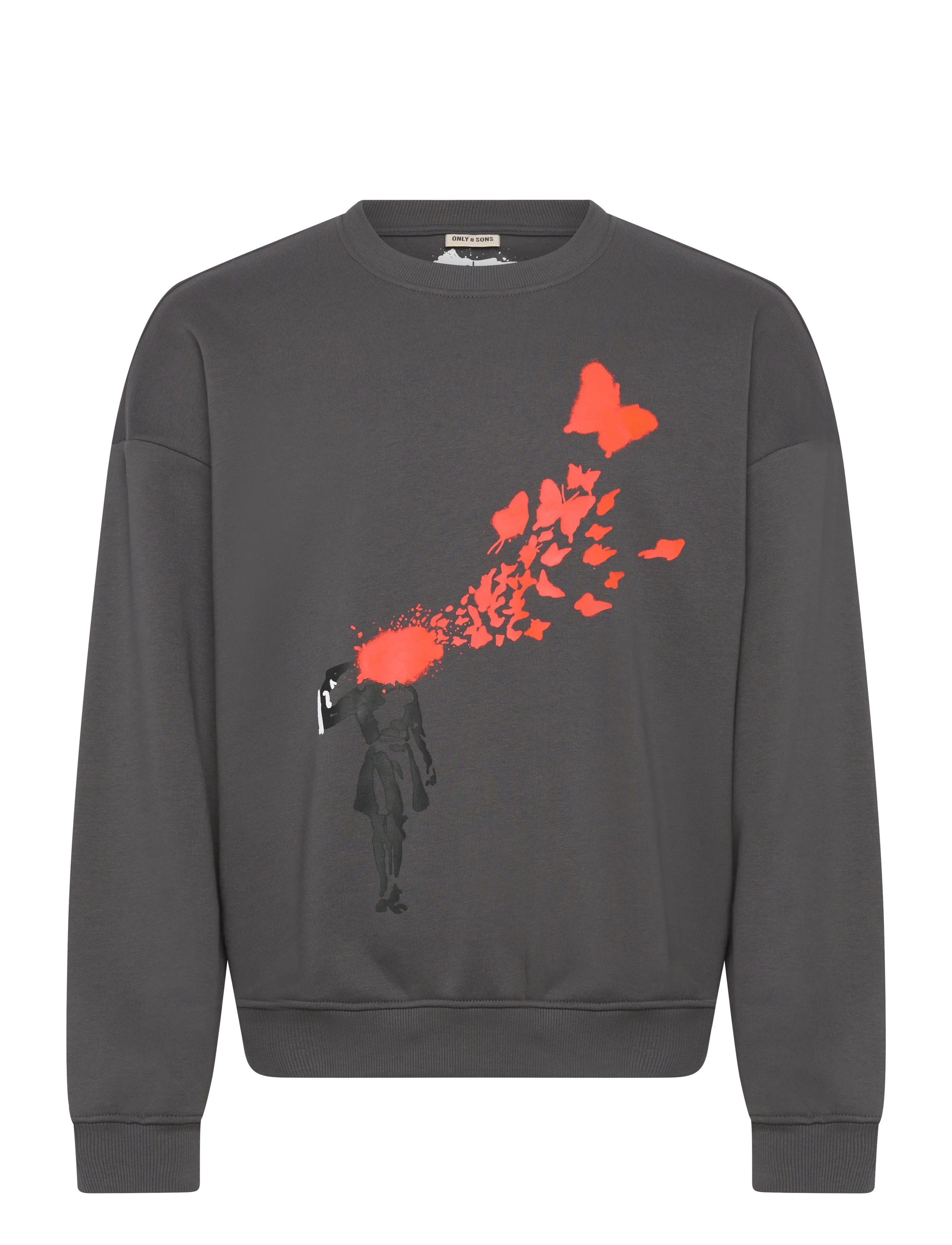 ONLY & SONS Onsbanksy Vtg Crew Neck Vd, M, Grey, Sweatshirts & Hættetrøjer > Sweatshirts, Herre