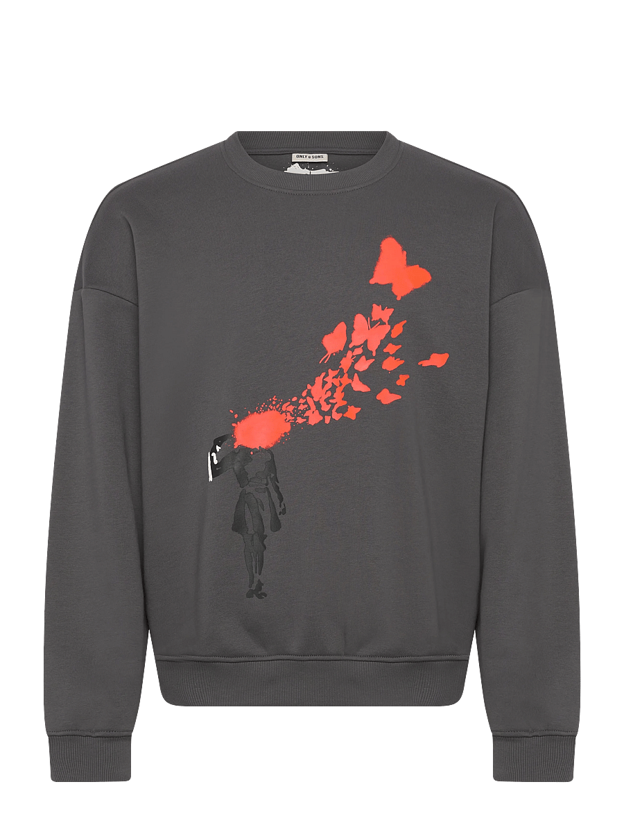 ONLY & SONS - ONSBANKSY VTG CREW NECK VD - sweatshirts - grey pinstripe - 0