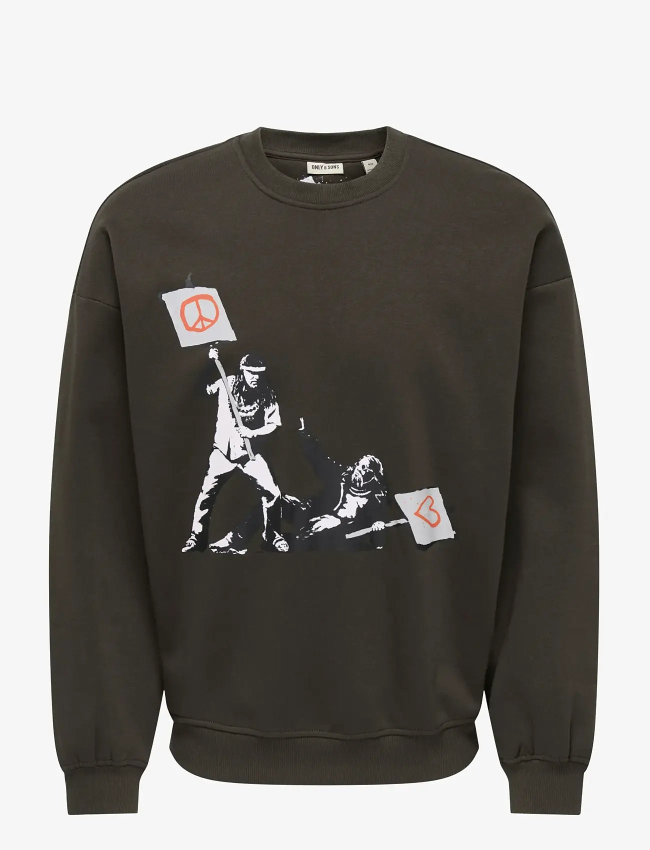 ONLY & SONS - ONSBANKSY VTG CREW NECK VD - kollektioner - mulch - 1