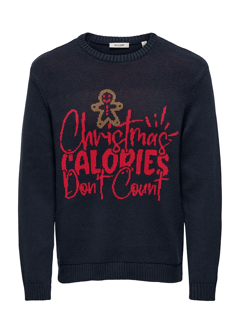 ONLY & SONS - ONSX-MAX REG TEXT CREW KNIT - rundhals - dark navy - 0