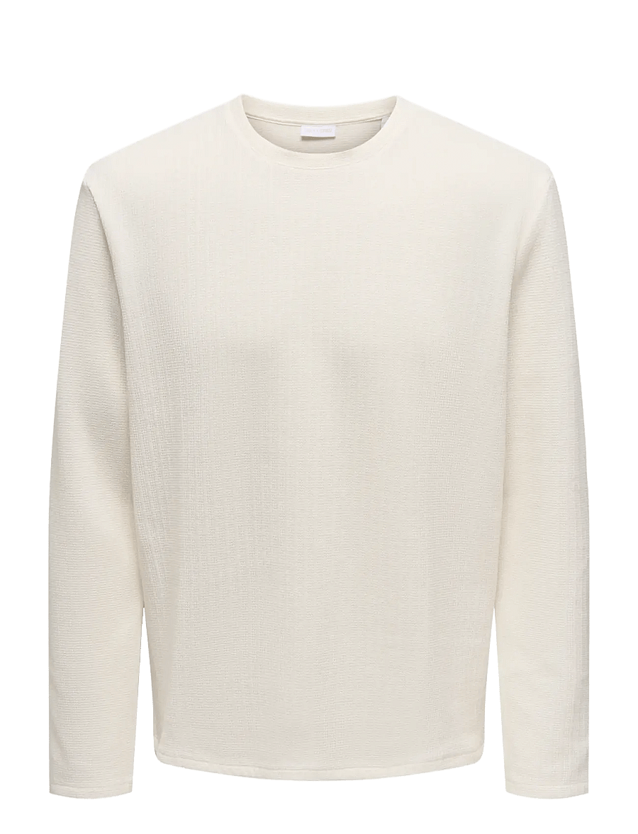 ONLY & SONS - ONSTREY LIFE REG LS STRCT FRML TEE - langärmelige t-shirts - gardenia - 0