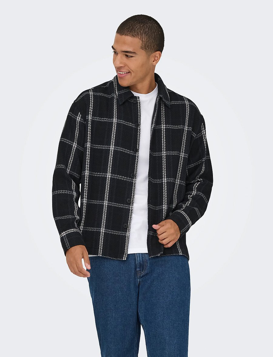 ONLY & SONS - ONSKEVIN BASKET SHIRT - karierte hemden - jet black - 0