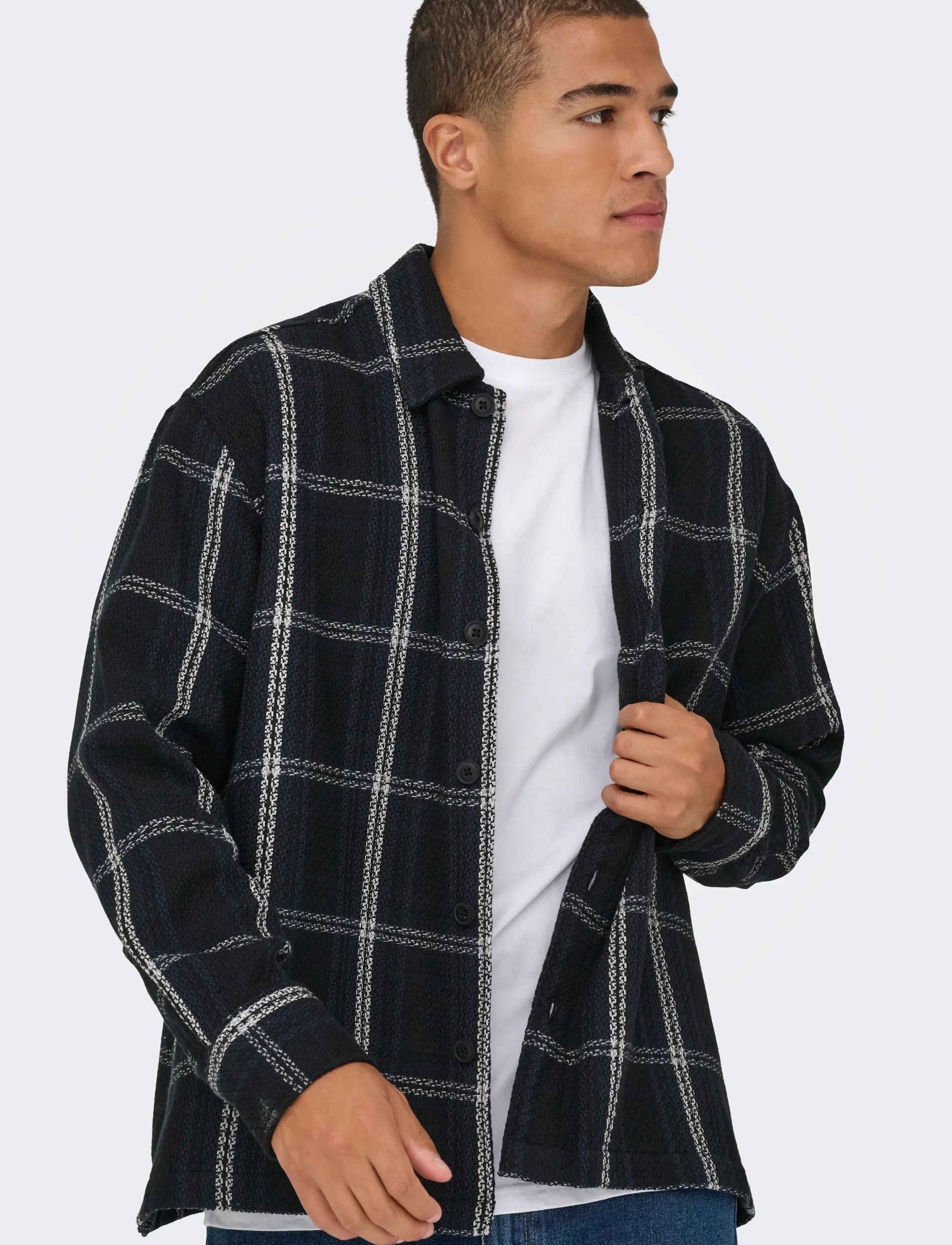 ONLY & SONS - ONSKEVIN BASKET SHIRT - checkered shirts - jet black - 4