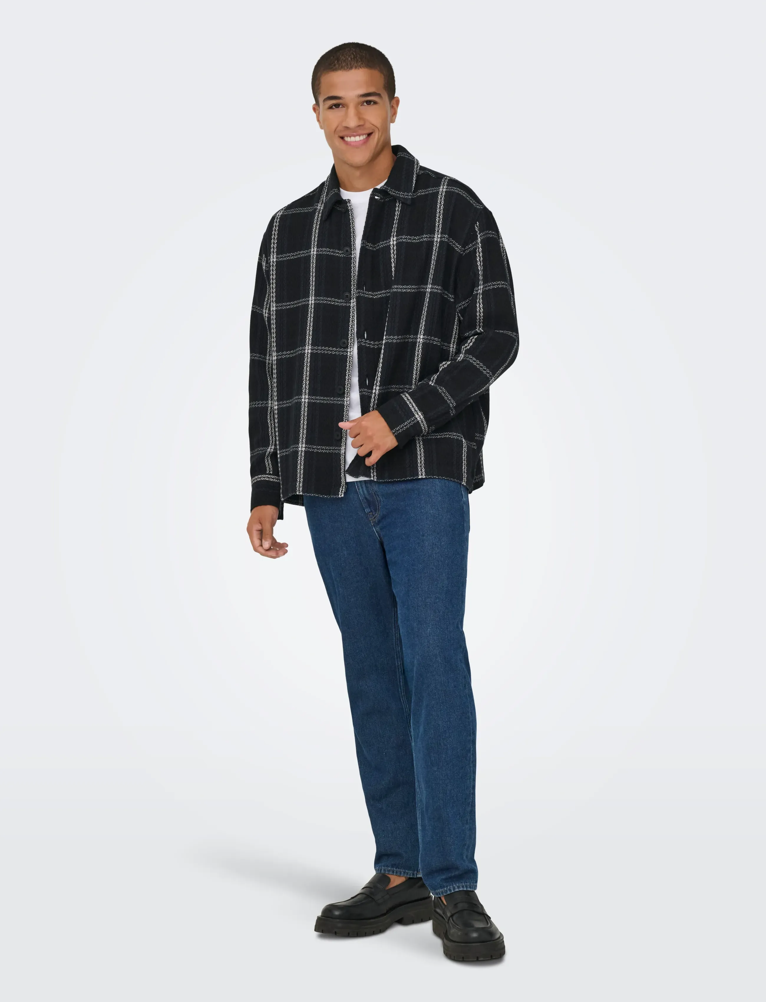 ONLY & SONS - ONSKEVIN BASKET SHIRT - checkered shirts - jet black - 5