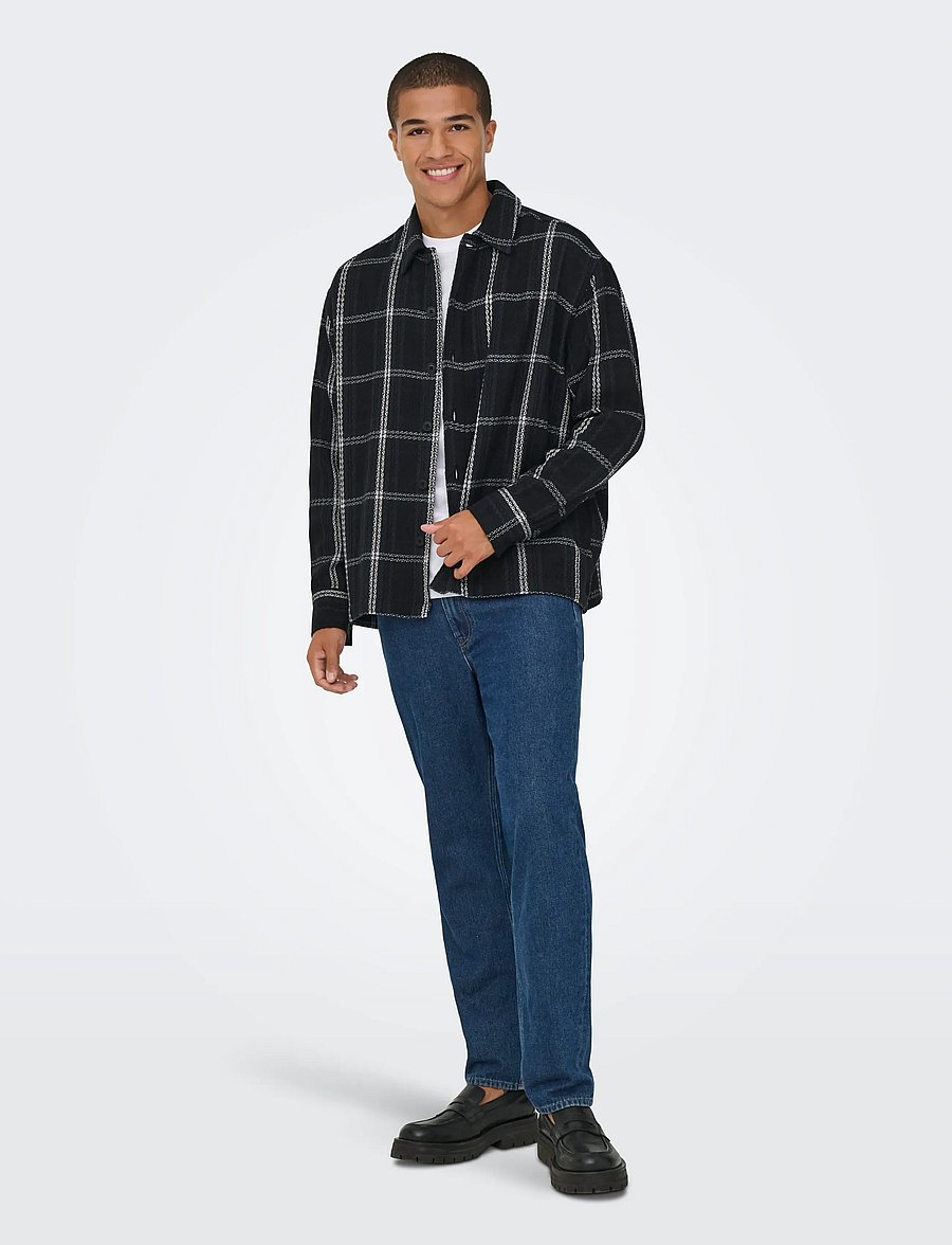 ONLY & SONS - ONSKEVIN BASKET SHIRT - karierte hemden - jet black - 5